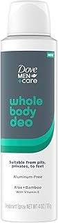 Dove Men+Care Whole Body Deo Aluminum-Free Deodorant Spray Aloe + Bamboo Suitable from Pits, Privates, to Feet 4 oz