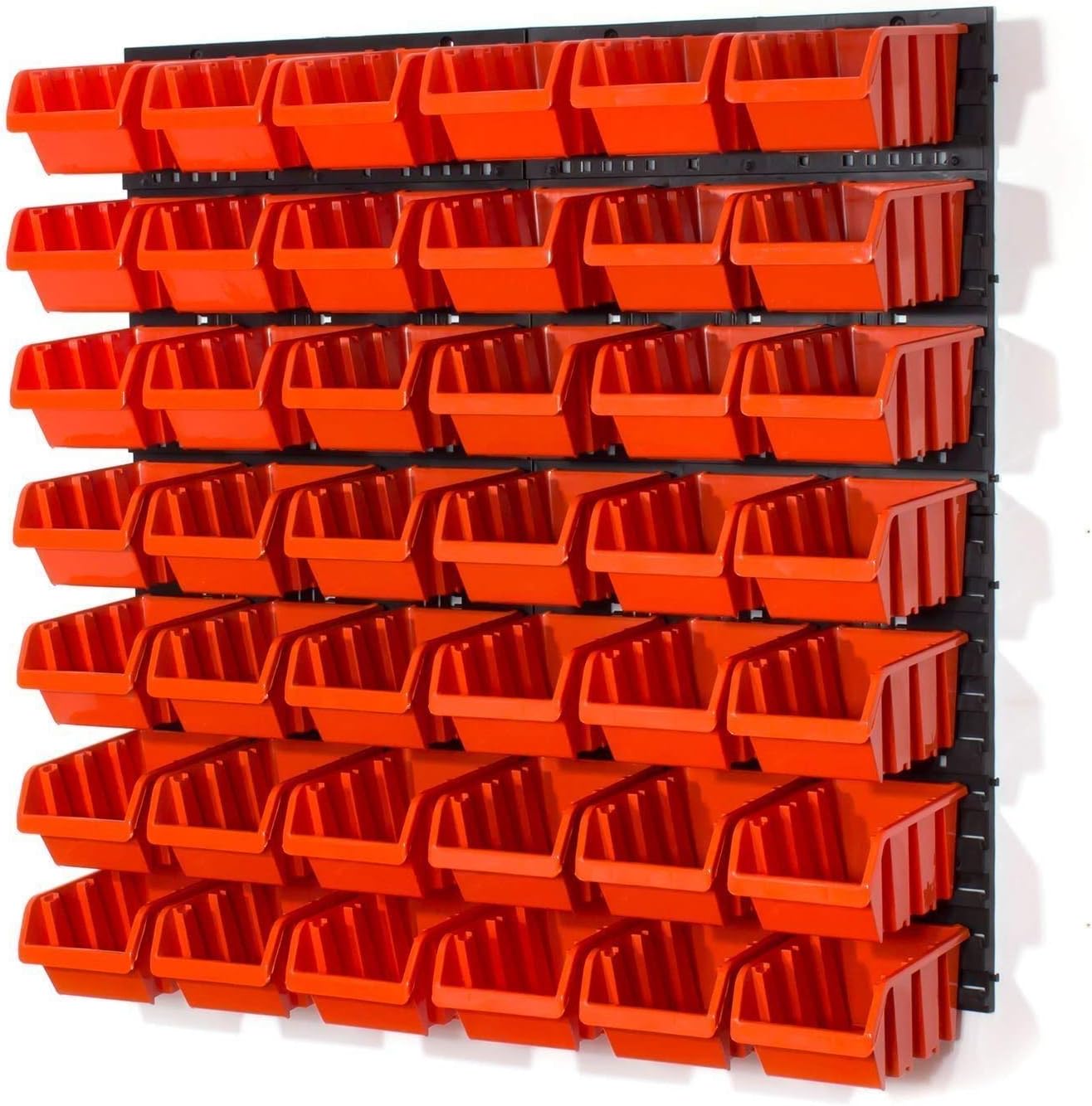 Set of 42 M size IN-Box storage bins and wall mounted louvre