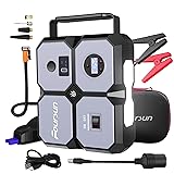 Portable Car Jump Starter with Air Compressor, Foursun 4000A Jump Starter Battery Pack (All Gas/8.0L Diesel) 150PSI Digital Tire Inflator, 12V Car Lithium Battery Jump Box Pack Power Charger