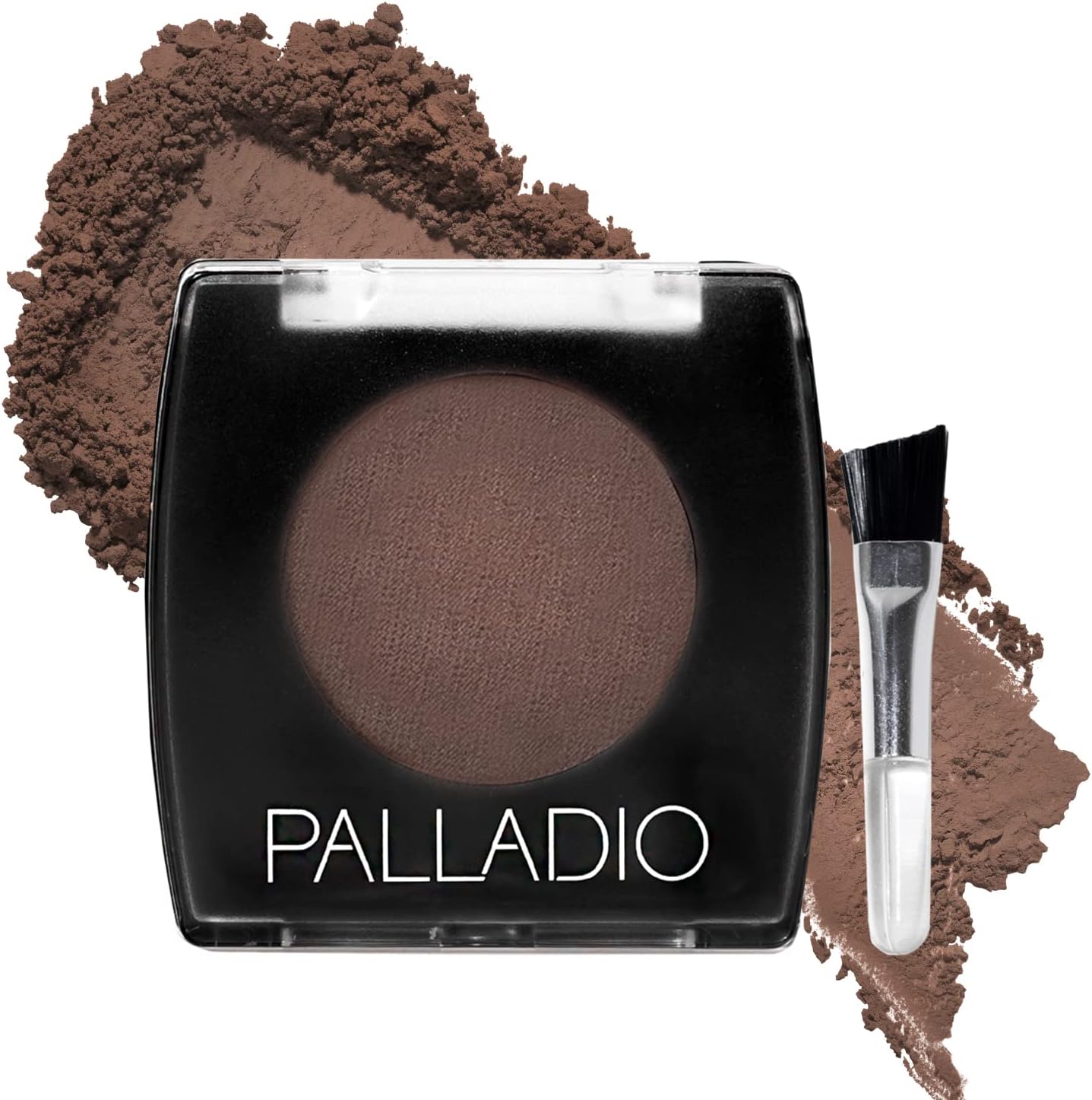 Palladio Brow Powder for Eyebrows, Soft and Natural Eyebrow Powder with Jojoba Oil & Shea Butter, Helps Enhance & Define Brows, Compact Size for Purse or Travel, Includes Applicator Brush, Dark Brown