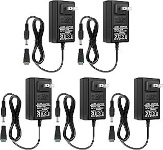 inShareplus 5 Pack DC 24V Power Supply, 100-240V AC to DC 24 Volt 2A 48W LED Driver, Low Voltage Transformer with 5.5mm x 2.1mm DC Plug, Wall Adapter for 24V LED Strip Light, CCTV Camera
