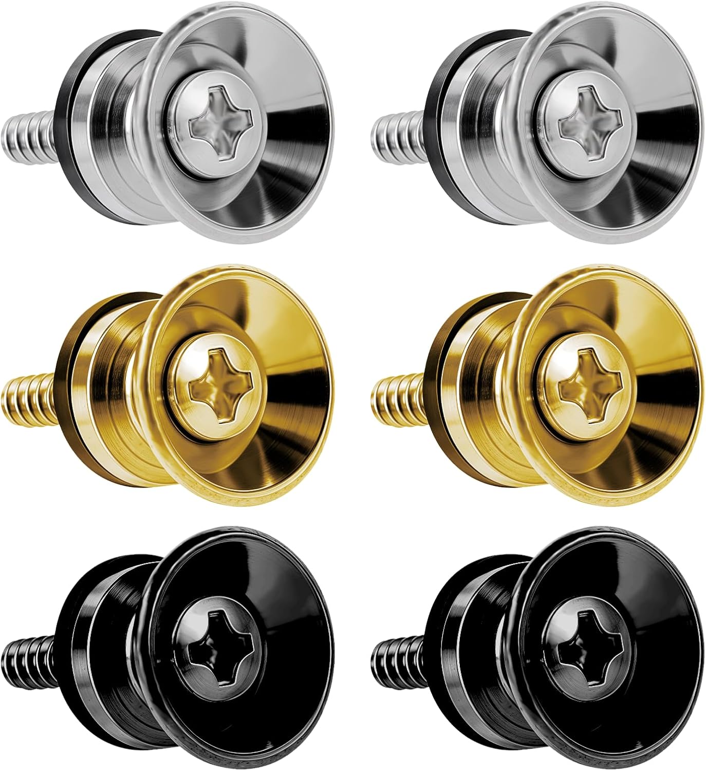6 Pcs Guitar Strap Locks Guitar Strap Button Lock Pins Metal End Pins with Mounting Screws Anti Slipping Guitar Strap Lock Parts Accessories Music Parts for Guitar Bass Ukulele