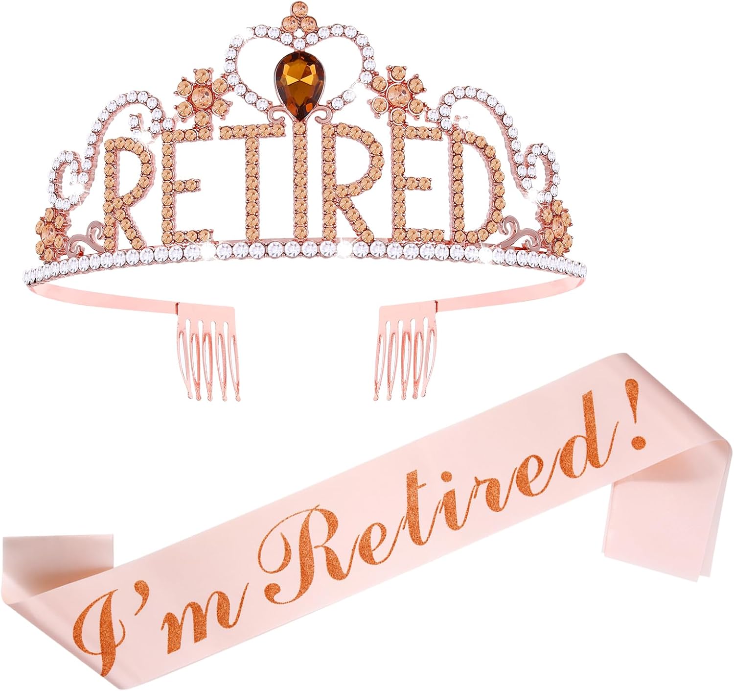 Retirement Sash Tiara for Women Retirement Party Decorations Officially Retired Crown Set Rose Gold Retired Headband Belt with Lettering Happy Party Supplies for Events Gifts Favors