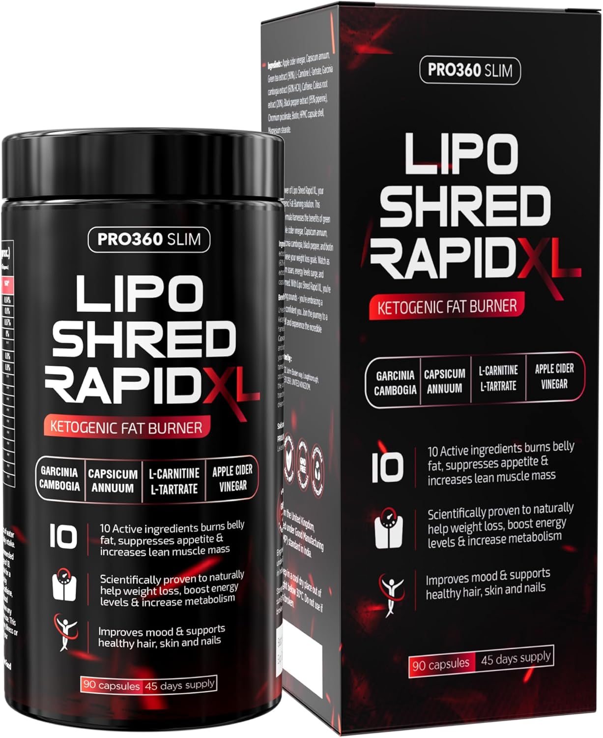 Lipo Shred Rapid XL Weighto Management– Triple Action Fat Shredder with Apple Cider Vinegar, Garcinia Cambogia, Green Tea- 90 Capsules
