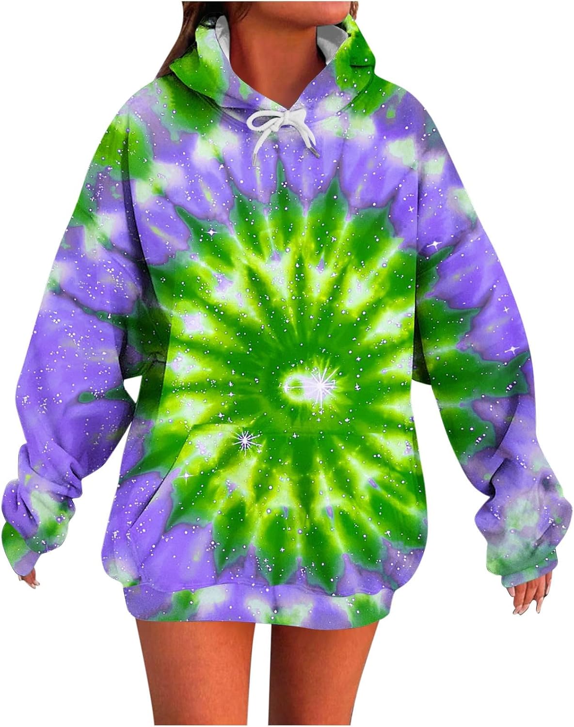 Oversized Hoodies for Women Tie-dye Print Y2K Cute Crewneck Sweatshirts Fashion Pullover Tops Fall Outfits Clothing