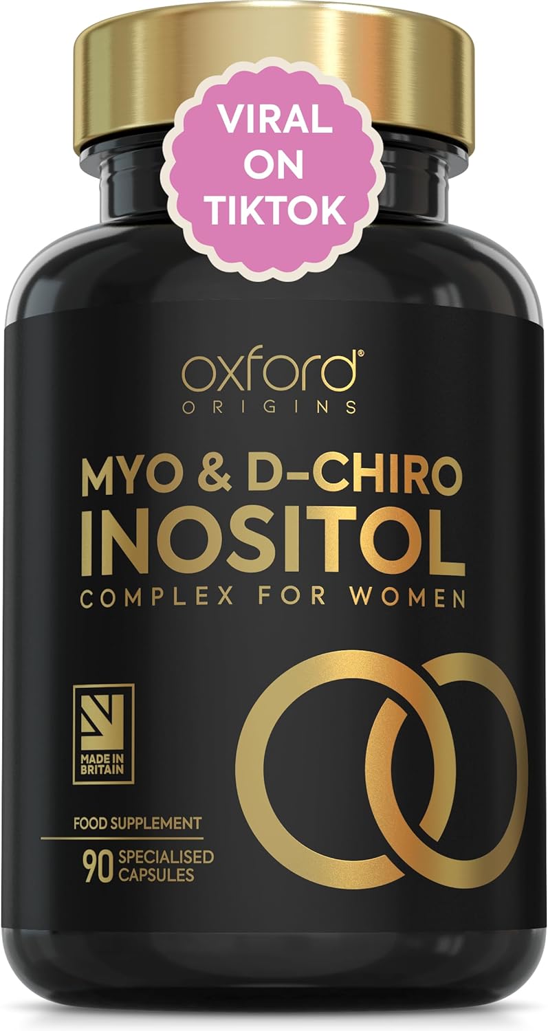 Myo-Inositol PCOS Supplement for Women | Inositol Tablets with Myo & D-Chiro Inositol and Folic Acid | 90 High Strength Capsules | Menopause Supplements | Pregnancy Vitamins for Women Made in The UK