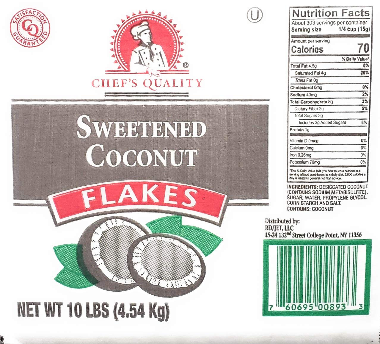 Chef’s Quality Coconut Flakes 10 lbs.