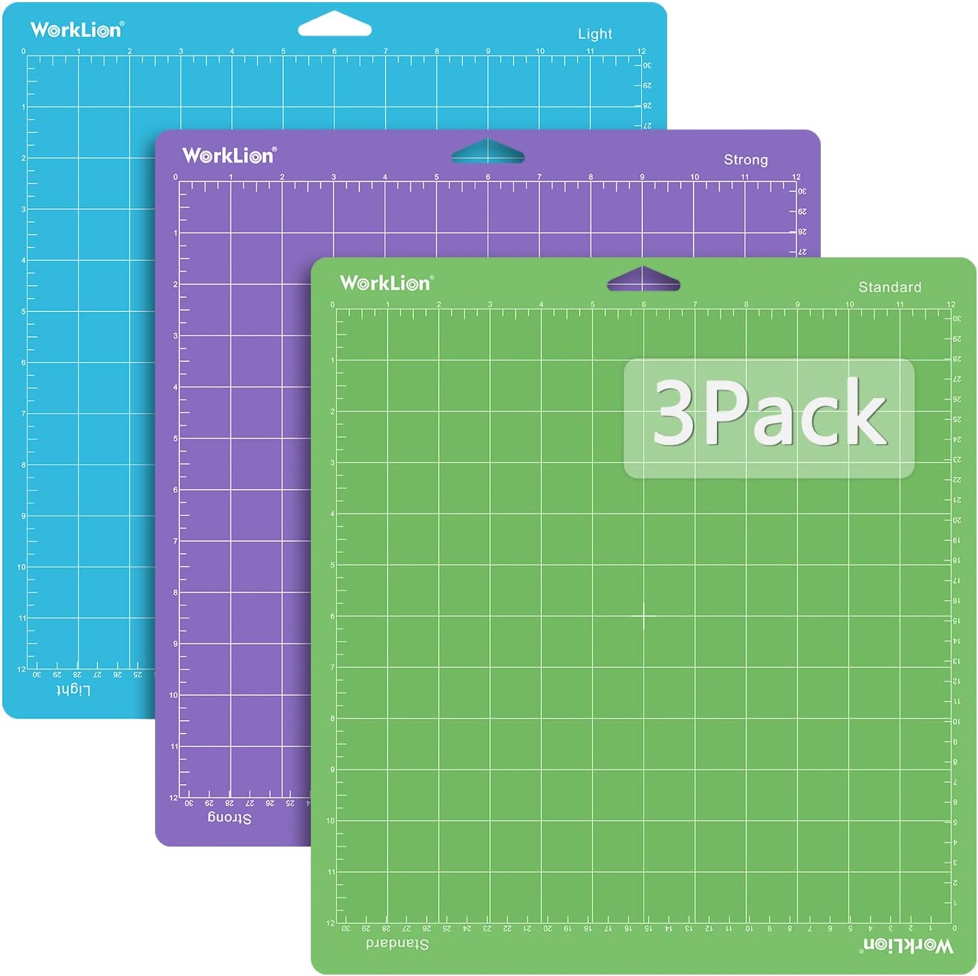 WORKLION Cutting Mat 12x12 for Cricut: Cricut Explore One/Air/Air 2/Maker Gridded Adhesive Non-Slip Durable Mat for Sewing Quilting and Arts & Crafts Projects - Cutting Mat Set(Variety)