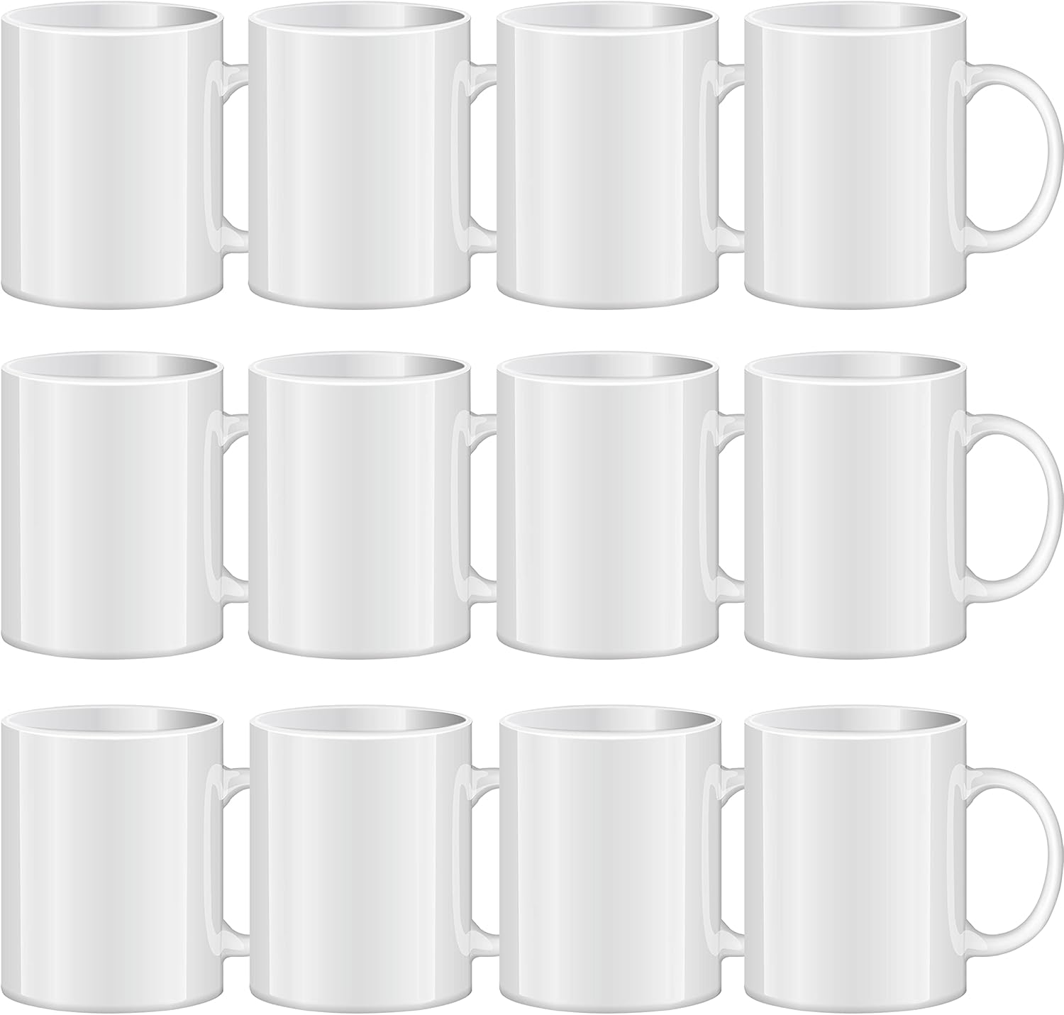 TANGLONG Sublimation Mugs Blank, Tazas Para Sublimacion, White Ceramic Sublimation Cups, Bulk Mugs for Coffee, Tea, Latte, Soup, Milk, Hot Cocoa 11 oz Set of 12