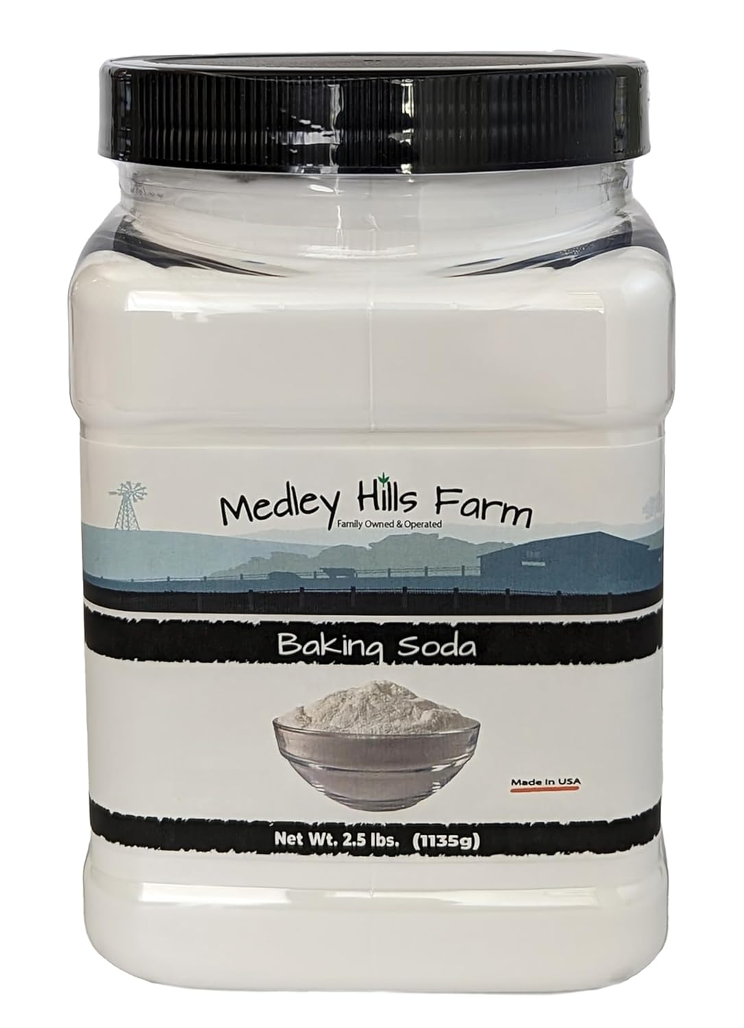 Baking Soda By Medley Hills Farm 2.5 Lbs. in Reusable Container - Gluten-Free All Purpose Baking Soda for Cooking, Baking & Cleaning - Made in USA