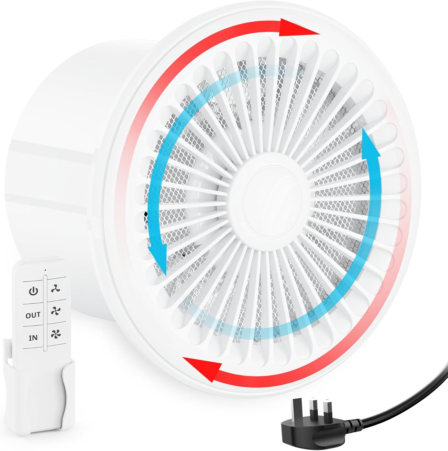 HG Power 150mm Reversible Extractor Fan with Remote Control, Two-way Exhaust Fan with Mesh Screens, Bathroom Exhaust Fan for Window Wall Ceiling Mount, Garage Basement Shed Use, White