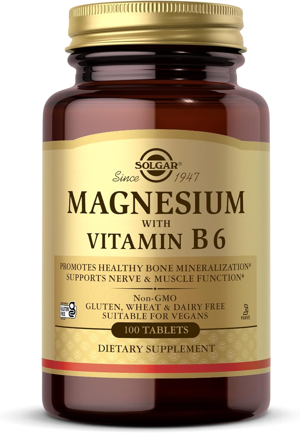 Solgar Magnesium with Vitamin B6 - Supports Energy Levels - Reduce Tiredness and Fatigue - Muscle Function - Vegan - 100 Tablets