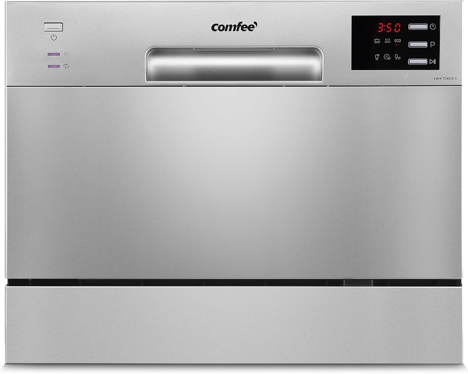 COMFEE' Table Top Dishwasher with 6 Place Settings, Mini Countertop Dishwasher for Small Families, Couples, LED display, Delay Start, 47dB Quiet Noise, Silver