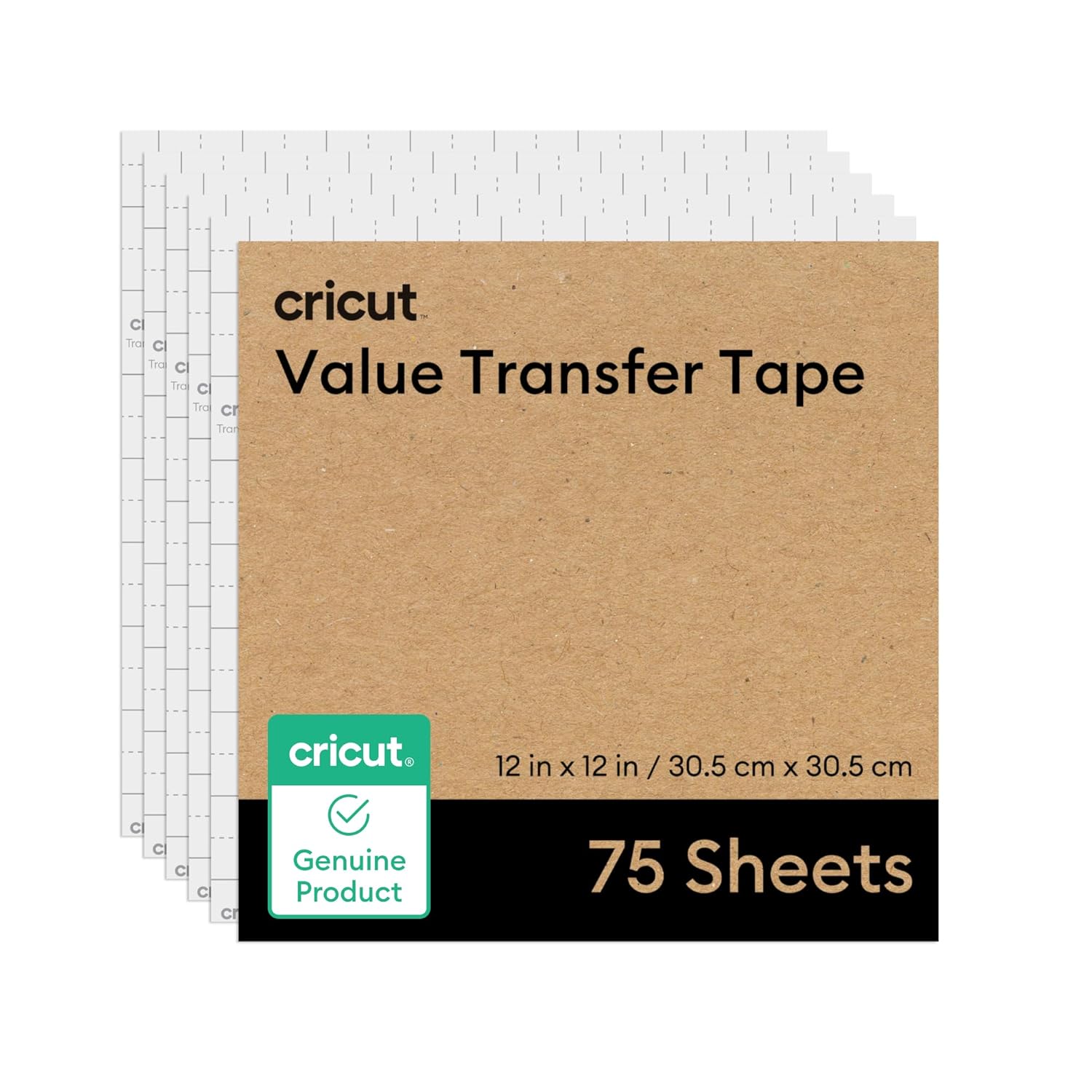 Cricut Value Transfer Tape - 75ft Flat Pack, 12in x 12in Sheets (75-Count)