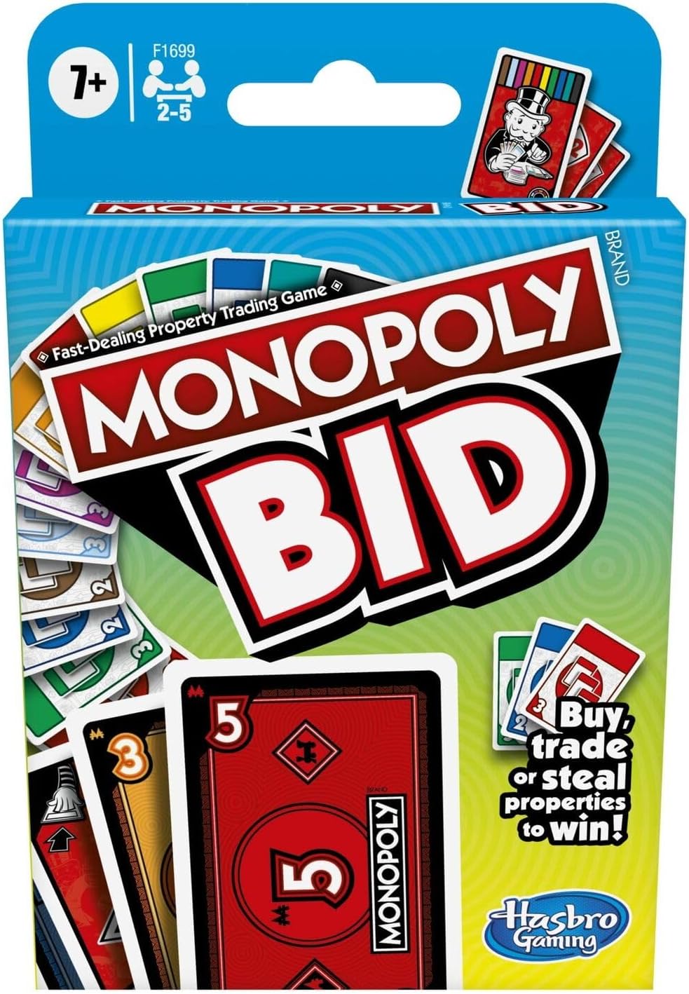 Monopoly Bid Card Game - Buy, Trade or Steal Properties to Win