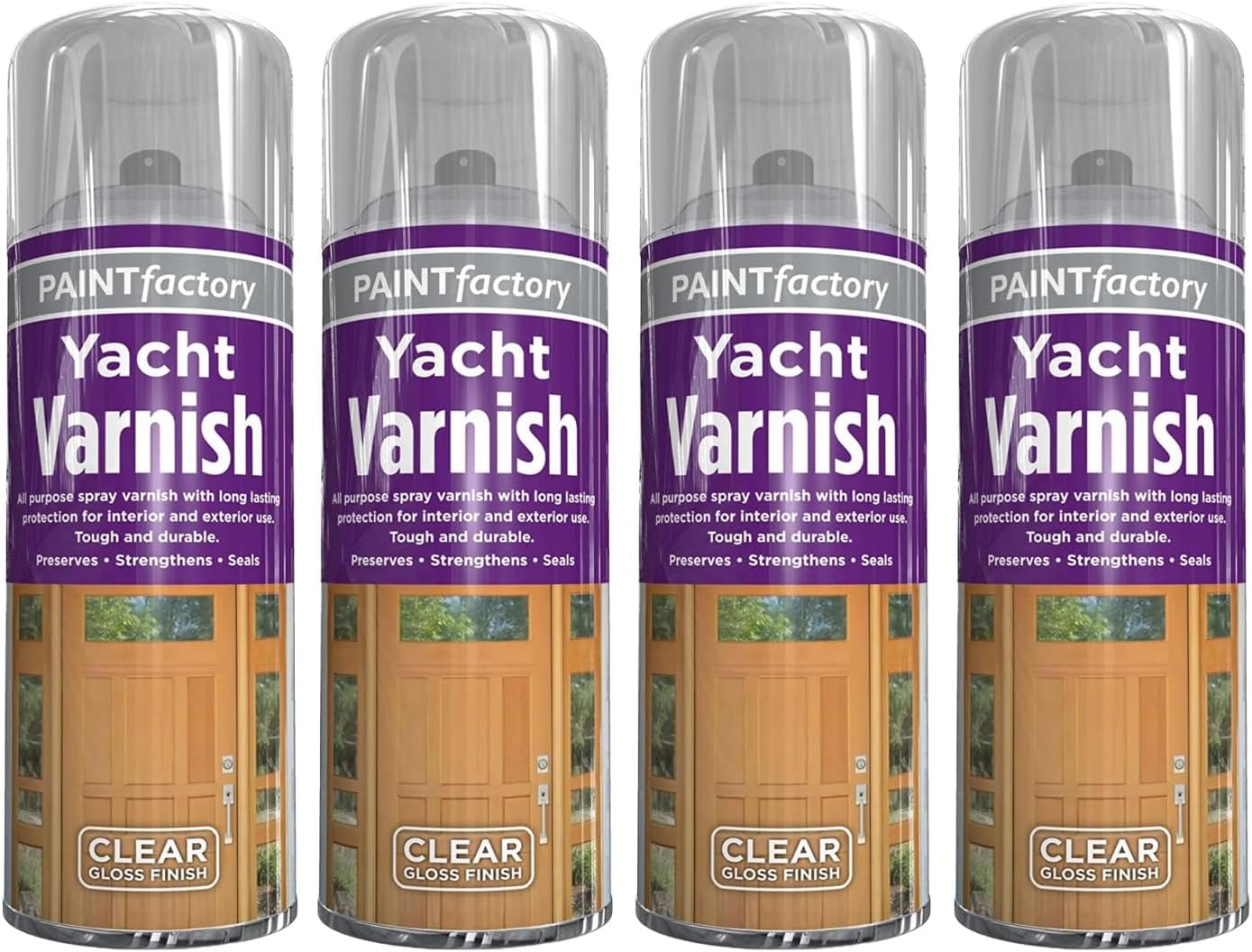 YSAMAX 400ML All Purpose Yacht Varnish Spray, Professional Gloss Finish, Adhesion Excellent Coverage, Interior and Exterior Application, Quick Spraying Operation, (4PCS)