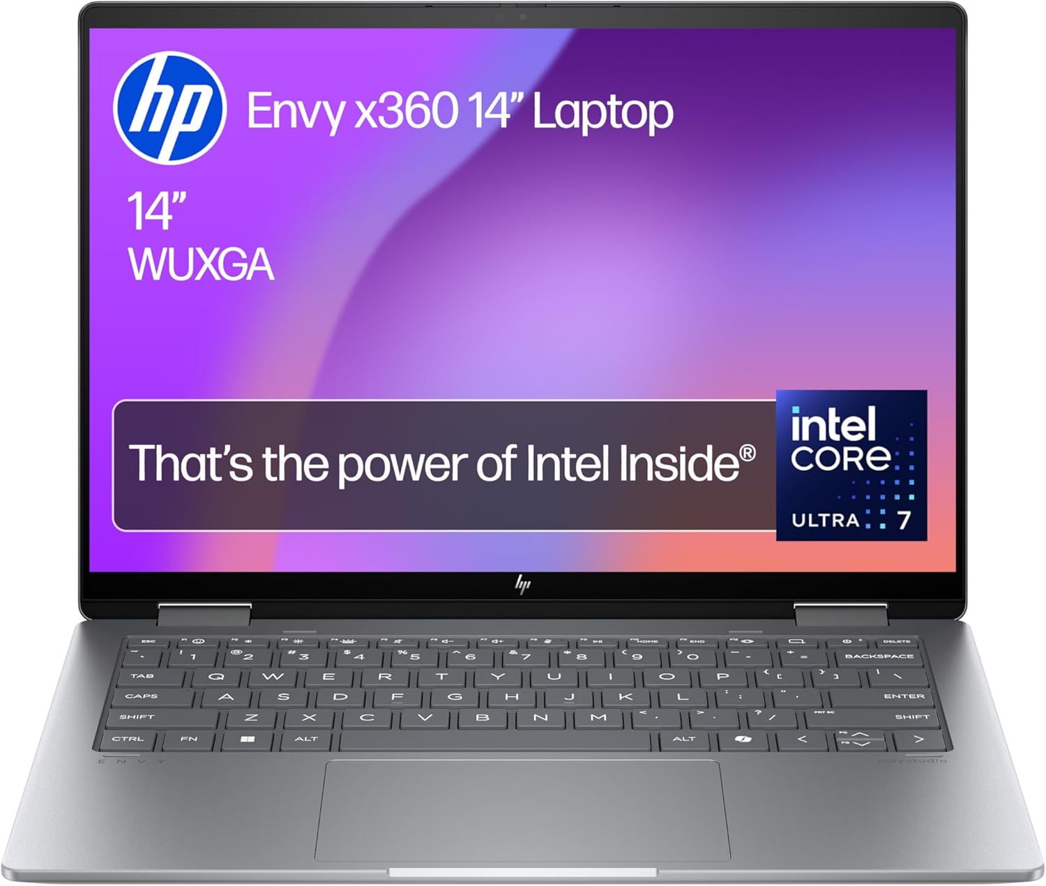 HP Envy x360 14" 2in1 Laptop | Intel Core Ultra 7-155U | Intel Evo | AI Enhanced | 16 GB RAM | 512 GB SSD | Intel Arc | WUXGA IPS Touchscreen | Up to 19.5 hrs battery | Win 11 | Silver | 14-fc0003sa