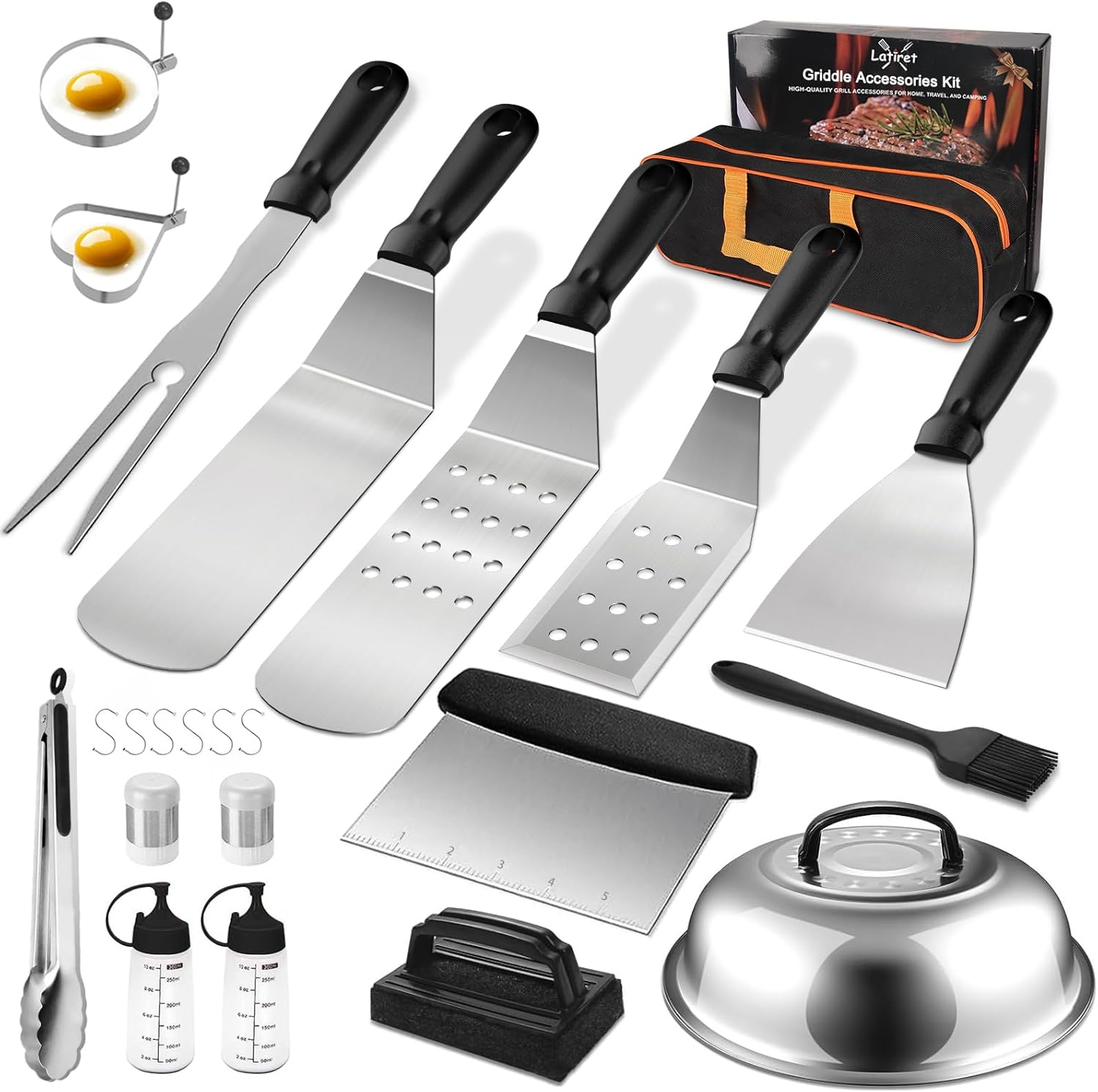 Blackstone Griddle Accessories Kit, 23Pcs Grilling Accessories Set for Camp Chef, Flat Top Griddle Accessories with Scraper, Spatula, Basting Cover, Outdoor Grill Tools