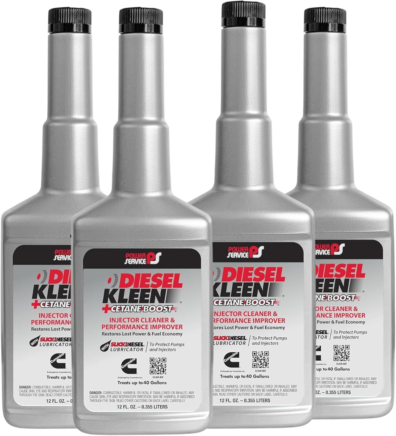 Diesel Fuel Additive (Pack of 4) 12 oz for Injector Cleaning and Diesel Kleen Cetane Boost, Diesel Fuel Treatment for Power Restoration, Diesel Additive for Lubrication and Compatibility,‎ 3012