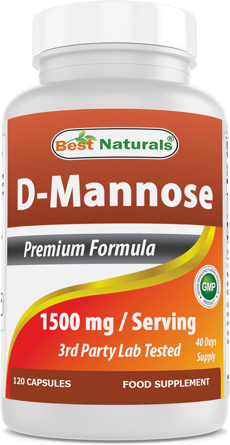 Best Naturals D-Mannose Capsules - Urinary Tract Cleanse Supplement 1500mg/Serving - 120 Count (120 Count (Pack of 1))
