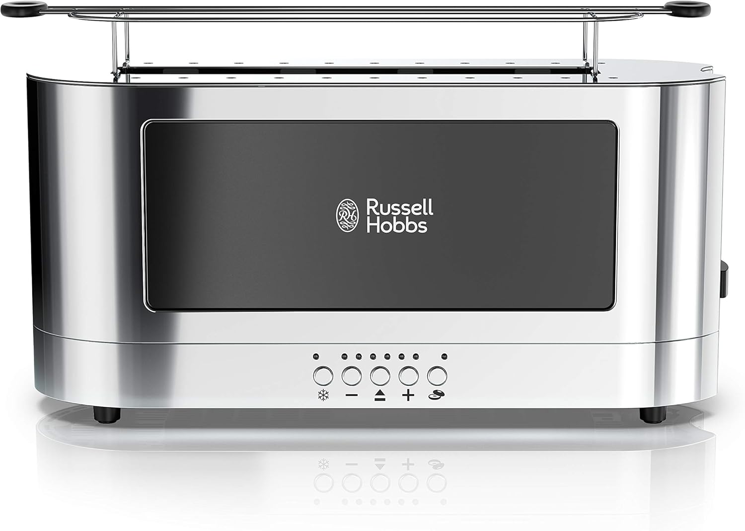 Russell Hobbs 2-Slice Glass Accent Long Toaster, Black & Stainless Steel, TRL9300BKR
