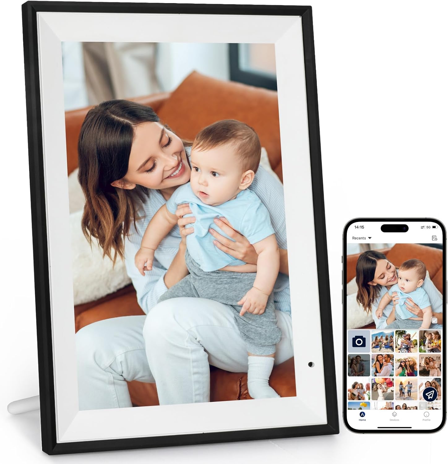 AEEZO 32GB Digital Picture Frame WLAN 10.1 Inches, 1280 x 800 IPS Touchscreen WiFi Digital Picture Frame，Automatic Rotation Electronic Photo Frame,Easy Setup,Share Photos or Videos Everywhere