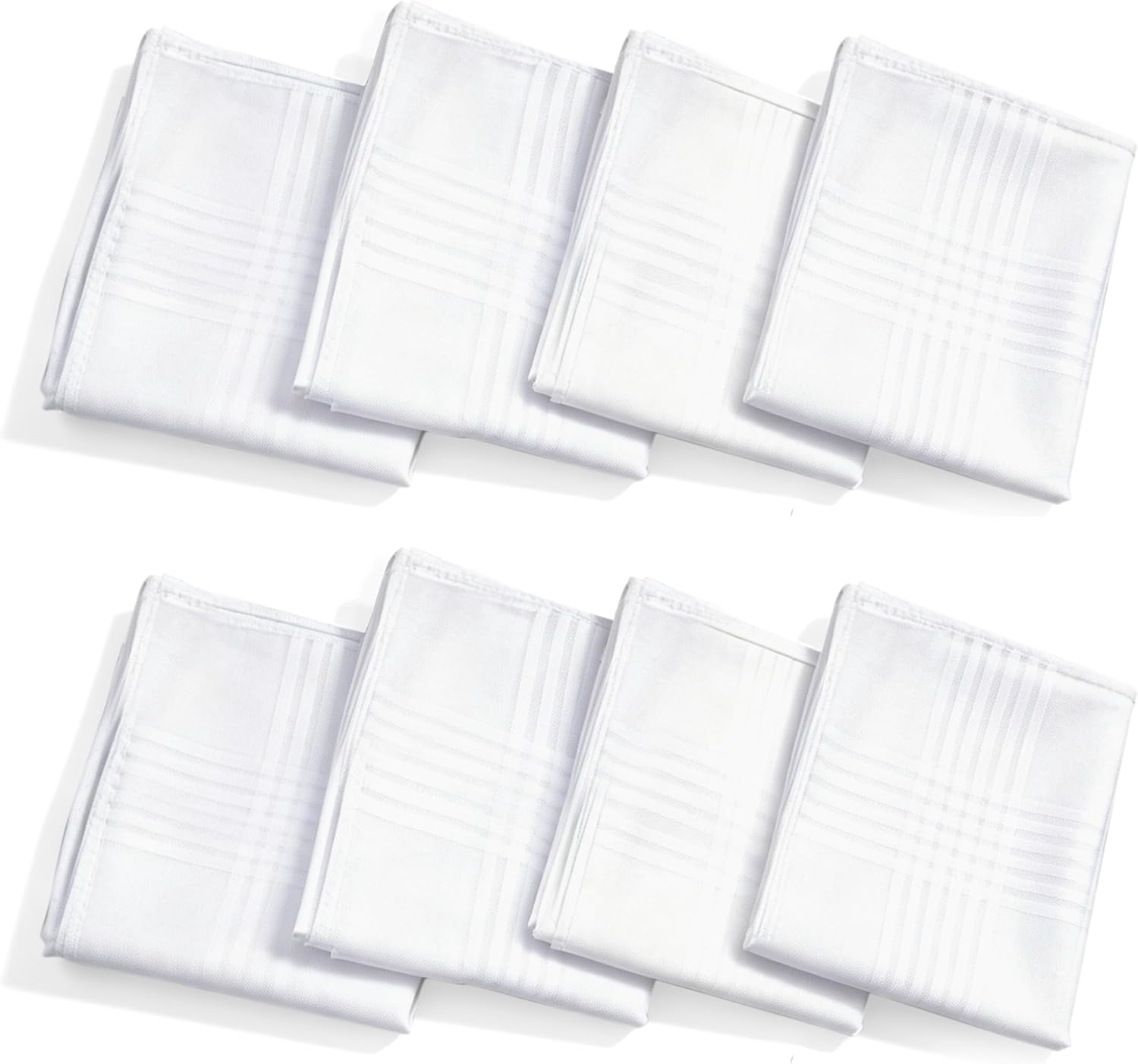 8 Pack Handkerchiefs for Men, 100% Soft Cotton White mens handkerchiefs, 16x16 Inch pocket squares for men