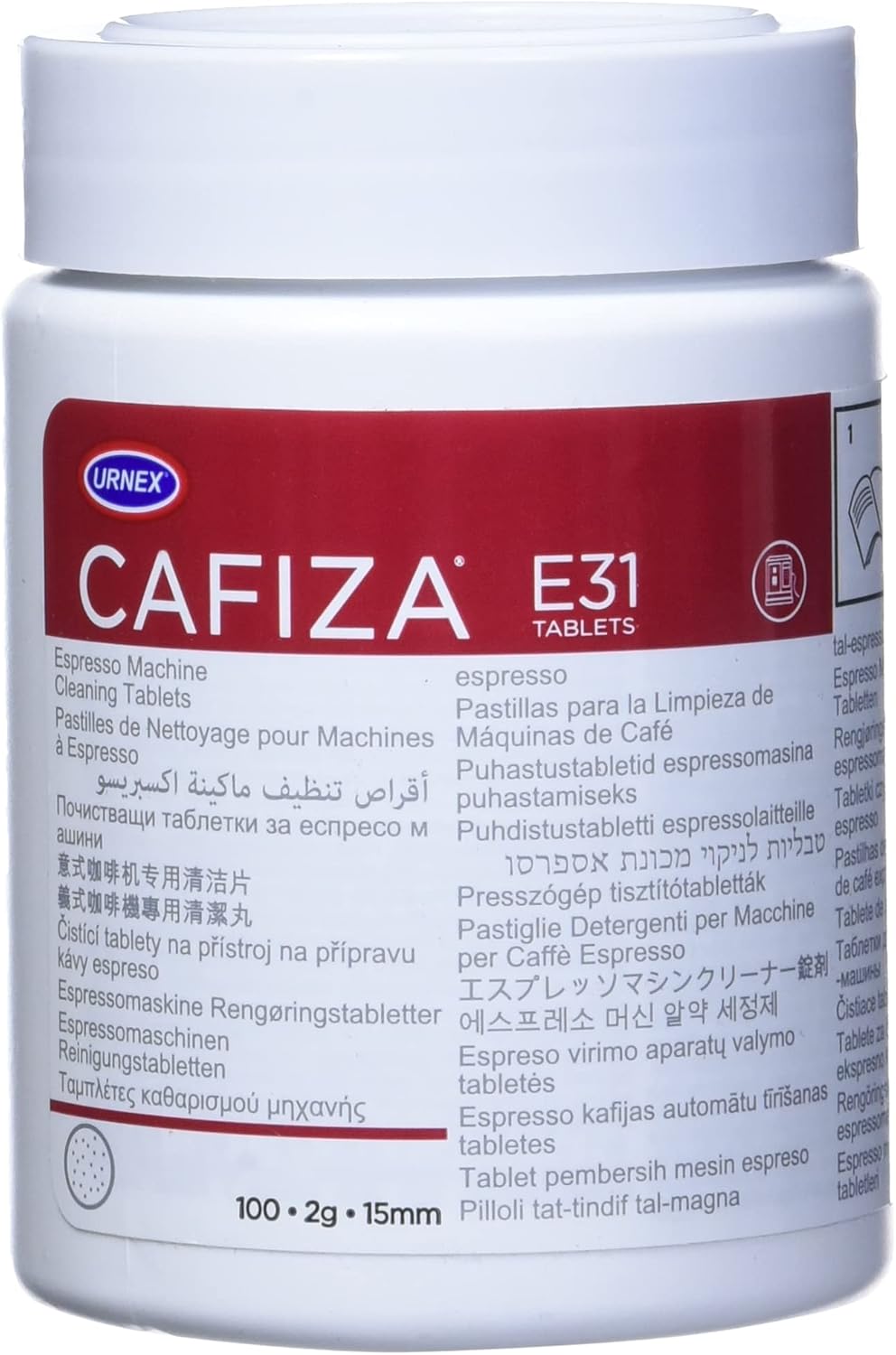 Urnex Cafiza Espresso Machine Cleaning Tablets, Pack of 100