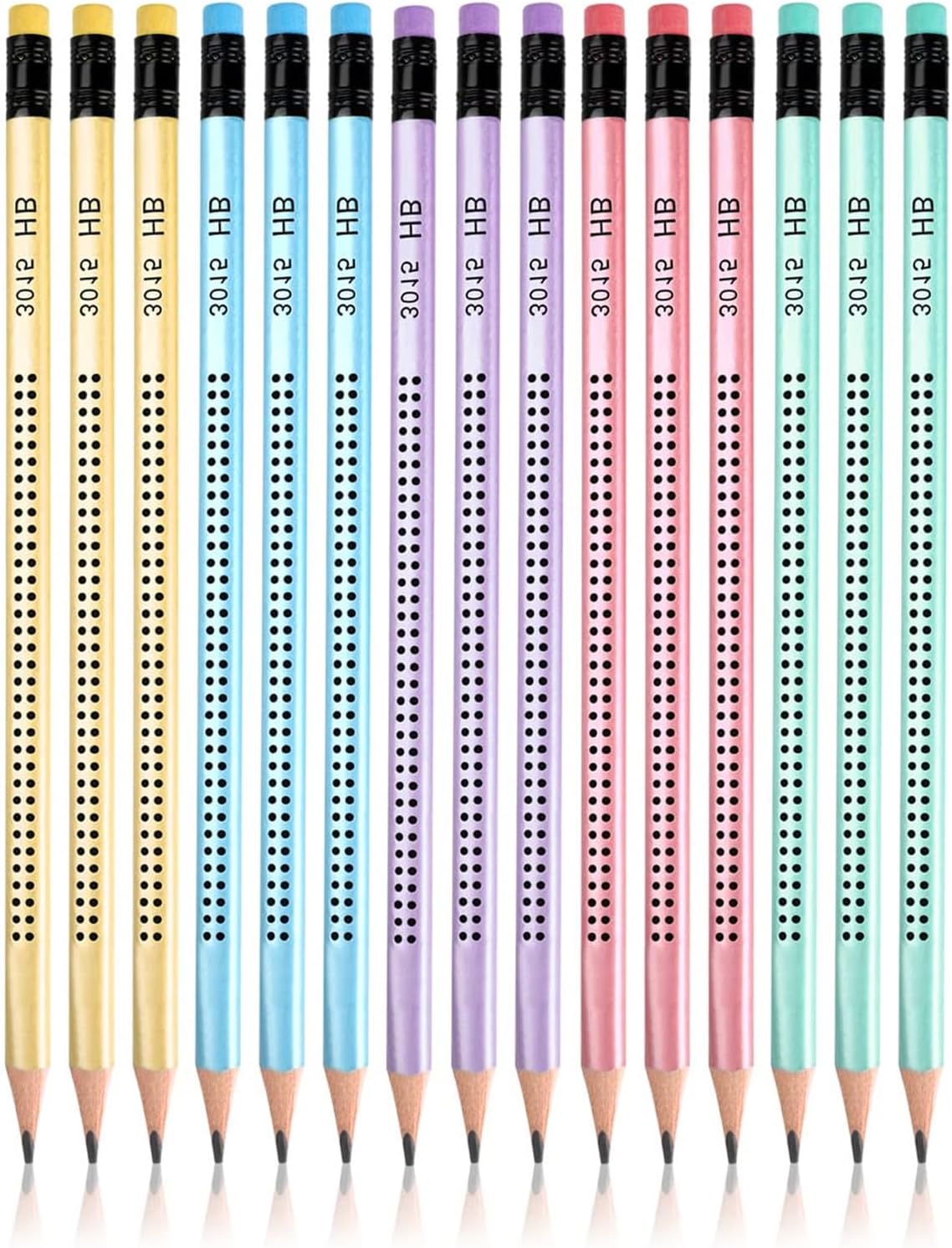 HRLORK 15 PCS HB Pencils with Eraser 5 colors Pencils for Drawing Sketching Writing School Kids Home-Style 01