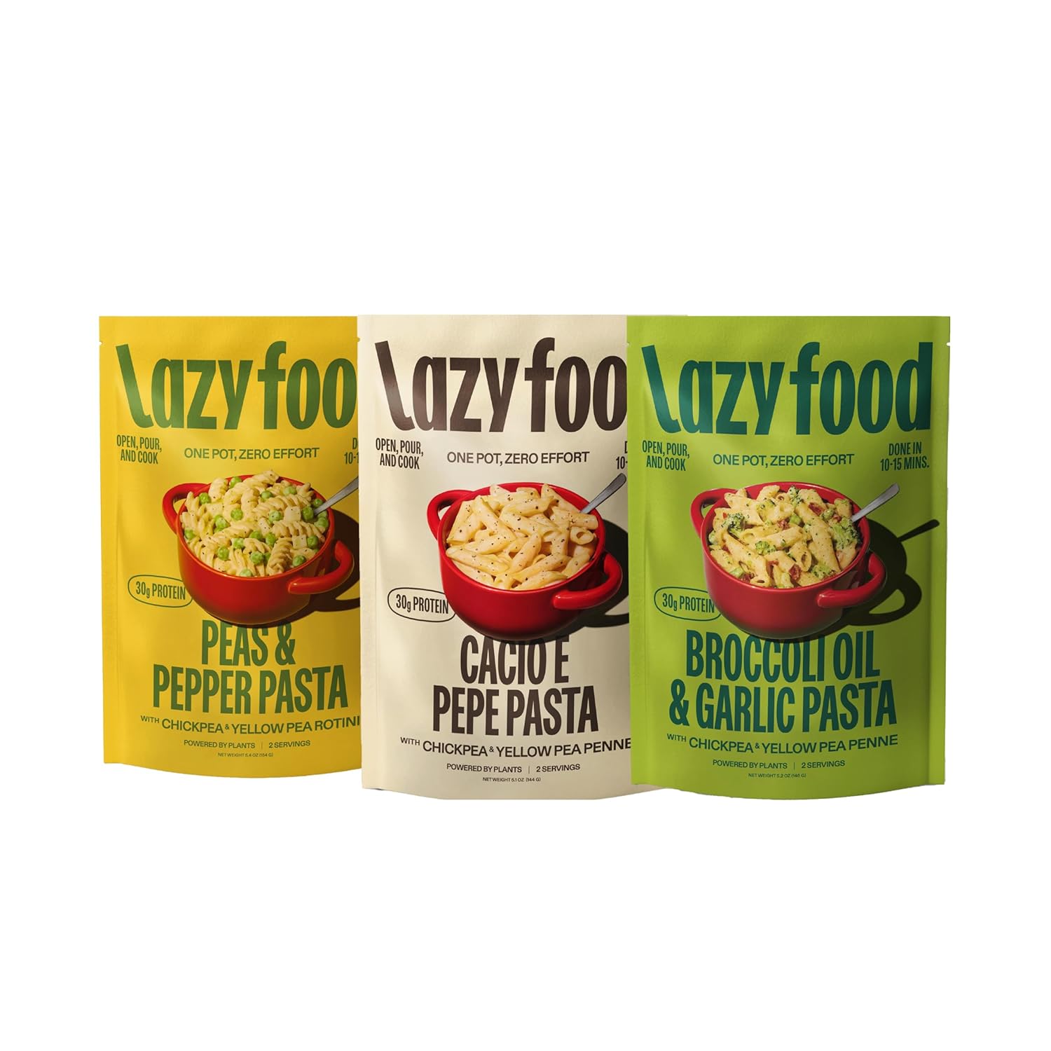 Lazy Food Vegetarian Pasta Meal I Plant-Based Single Pot Dinner Kit I Healthy High Protein Low Carb Pasta (3 Pack - Gluten-Free, Variety Pack (Vegan & Dairy Options)