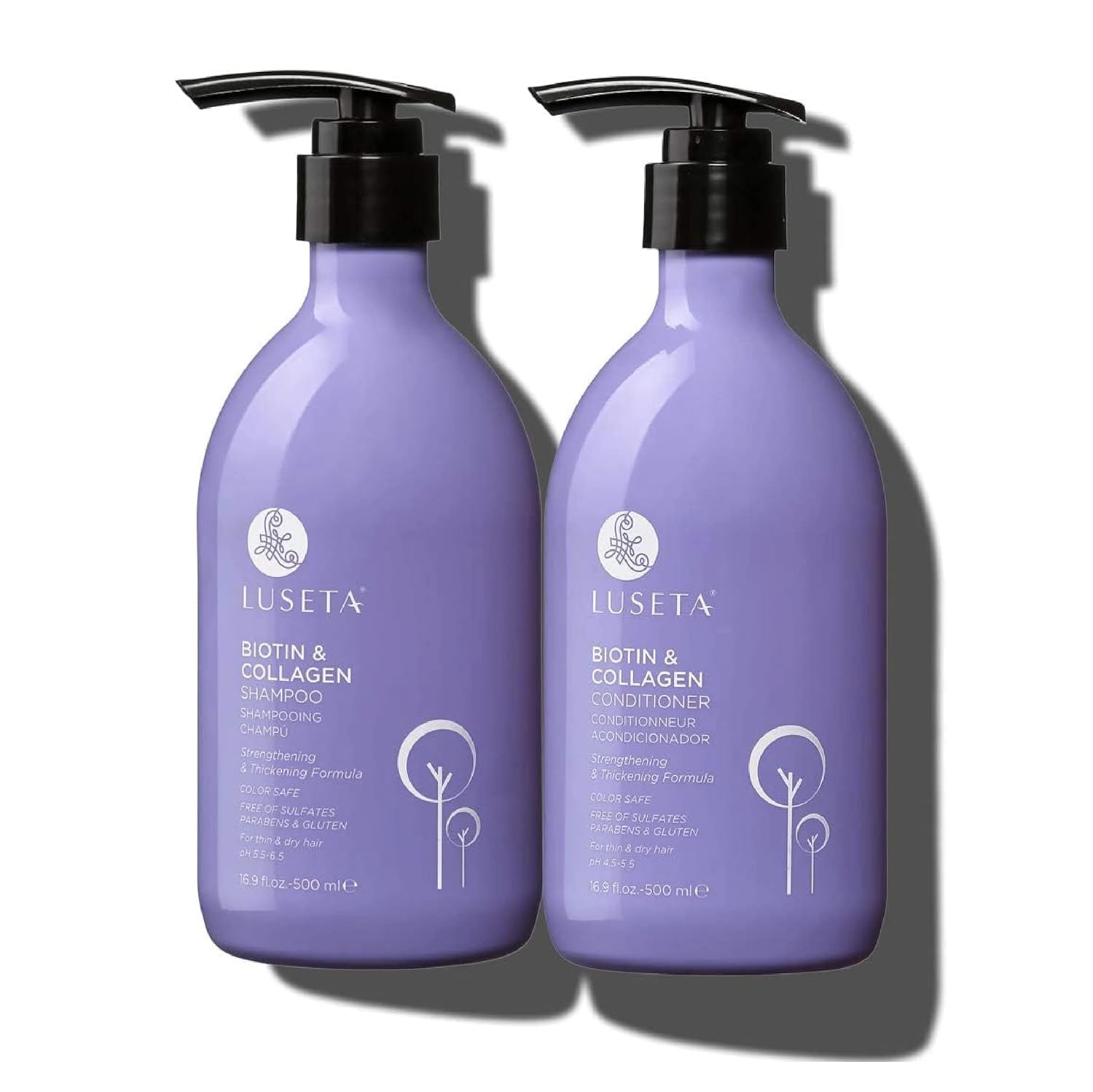 Luseta Biotin Shampoo and Conditioner for Hair - Thickening Shampoo for Thinning Hair - Infused with Argan Oil to Repair Damaged Dry Hair - Sulfate Free Paraben Free-2 x 16.9 fl oz