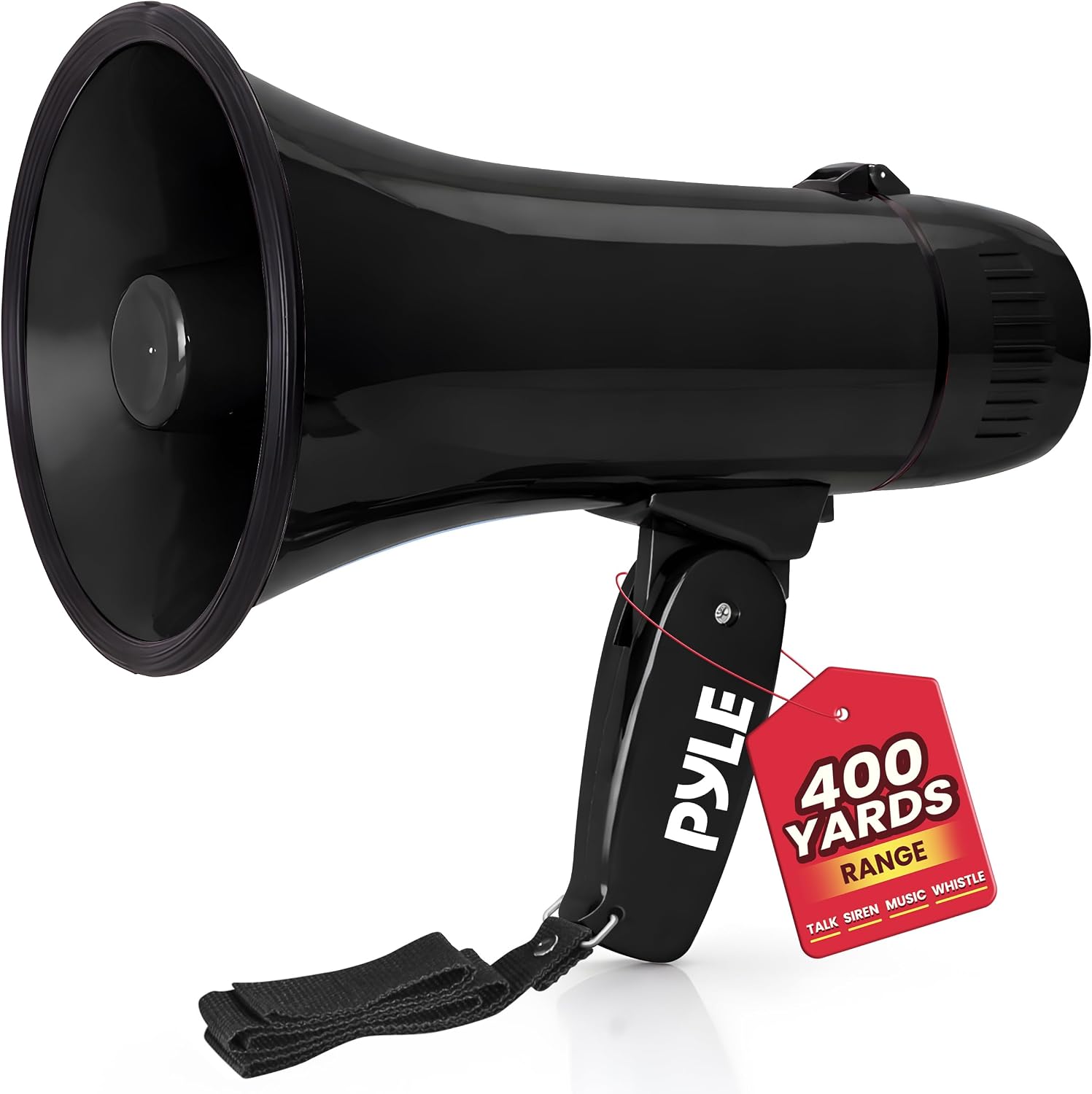 Pyle Megaphone Speaker with Siren, Bullhorn 20W with Loud Speaker, For Music, Whistle and Record Cheer Megaphones, For Soccer Coach and Football Game Day Essentials