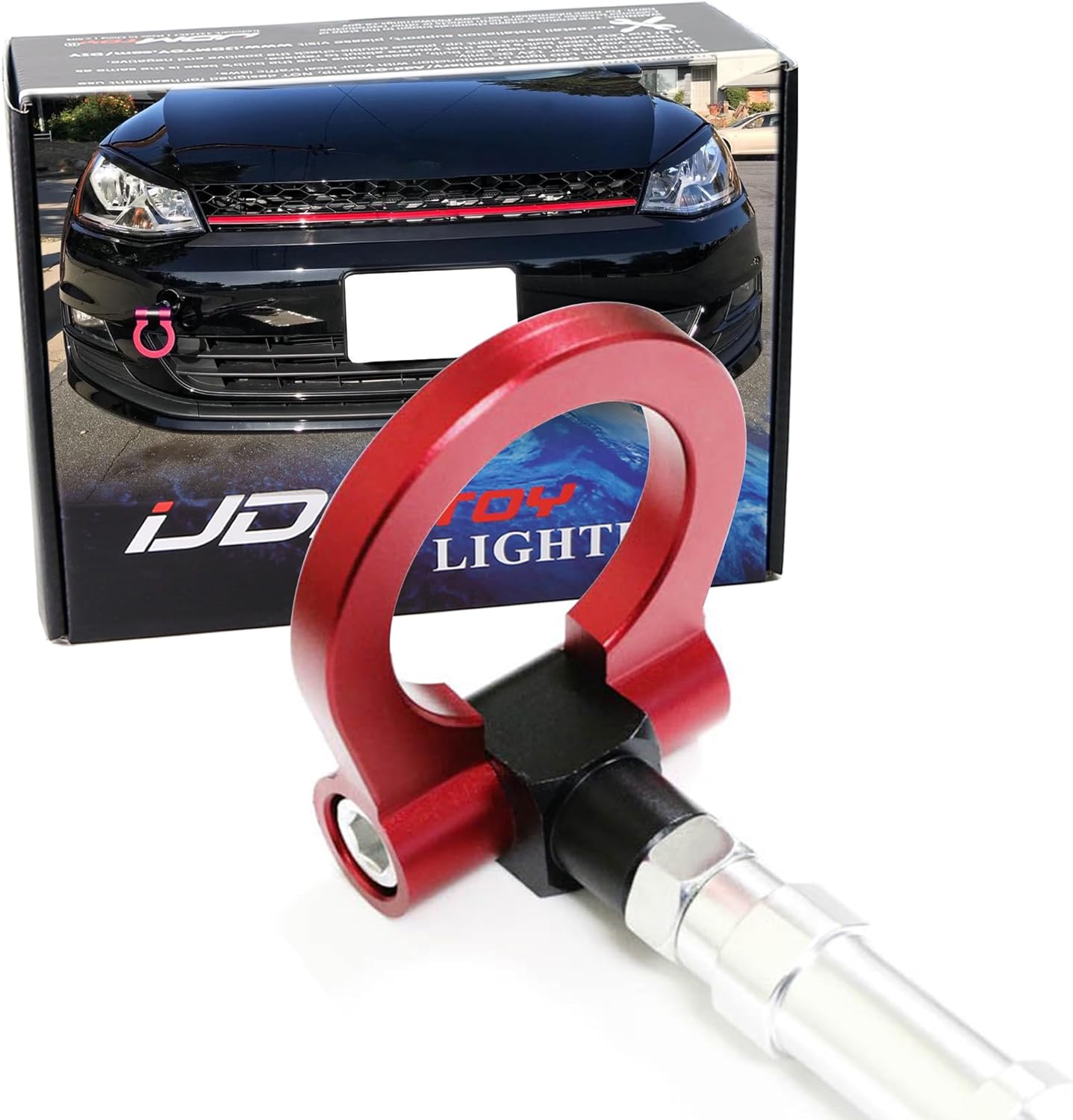 iJDMTOY Red Track Racing Style Tow Hook Ring Compatible with Volkswagen: 2015-2020 MK7 GTI Golf, Made of Light Weight CNC Aluminum