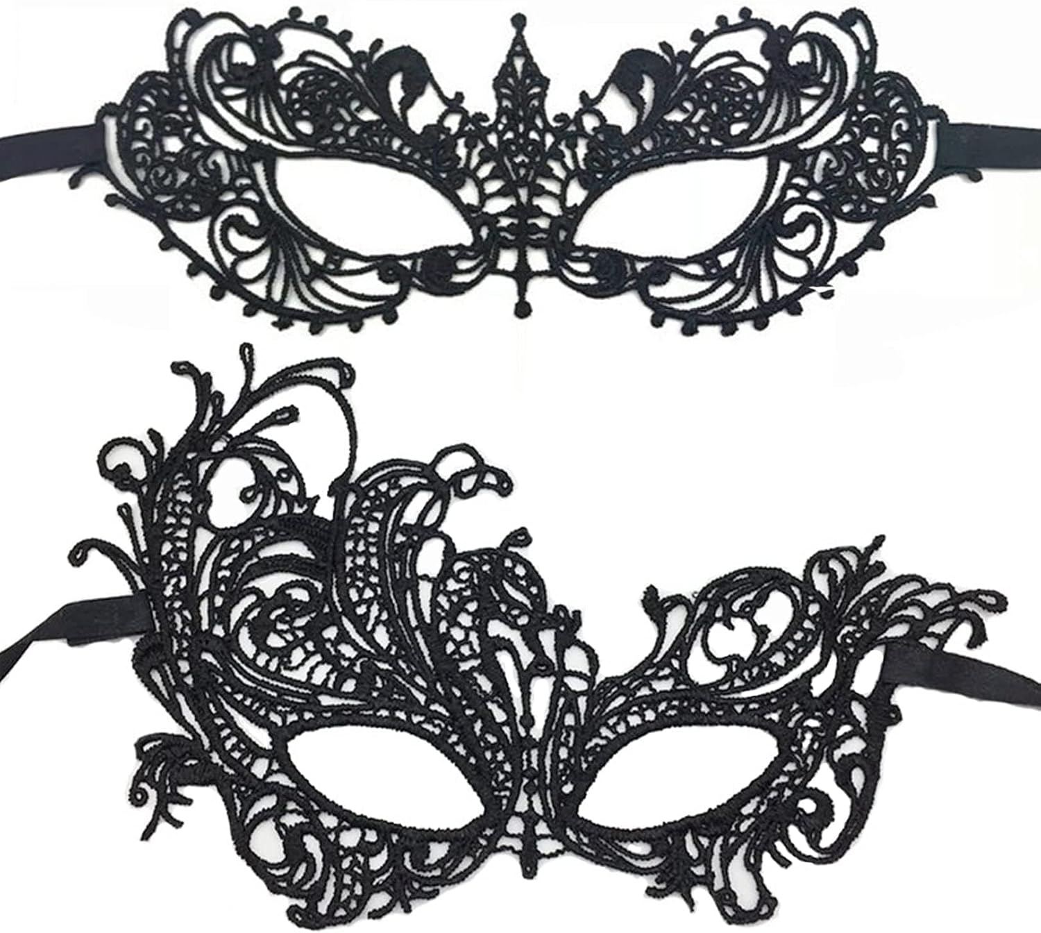 VilaGi 2pcs Black Lace Masquerade Mask for Women, Fancy Masquerade Masks,Sexy Masquerade Ball Masks,Venetian Masks Carnival Half Face Masks Lace Eye Mask for Halloween Party Fancy Dress
