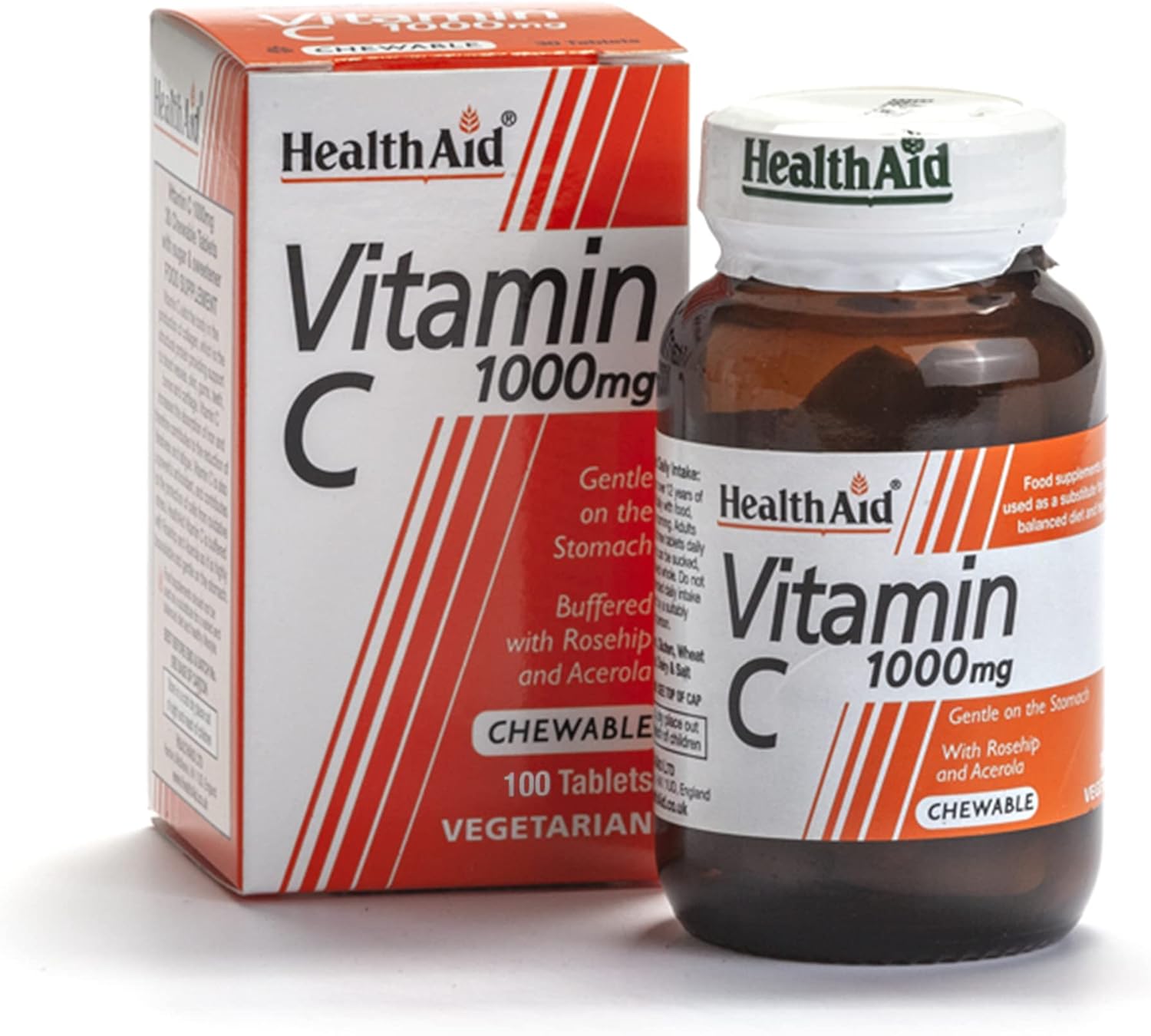 HealthAid Vitamin C 1000 mg - Chewable, 100 Vegetarian Tablets