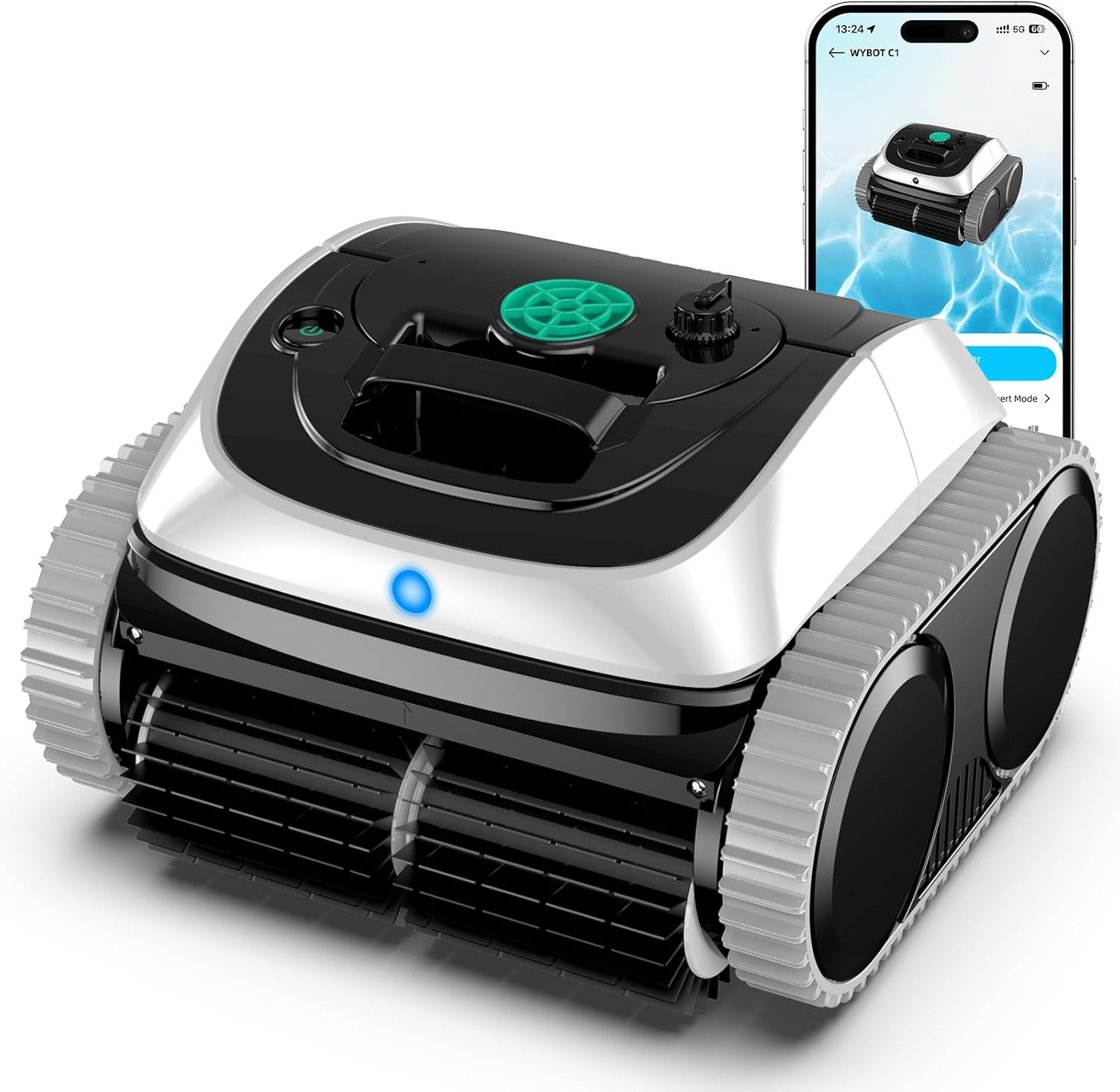 WYBOT C1 Robotic Pool Vacuum for Inground Pools, 150min Runtime Cordless Pool Cleaner up to 1,614Sq.ft, Wall & Waterline Cleaning, 4-in-1 Smart Navigation, App Support