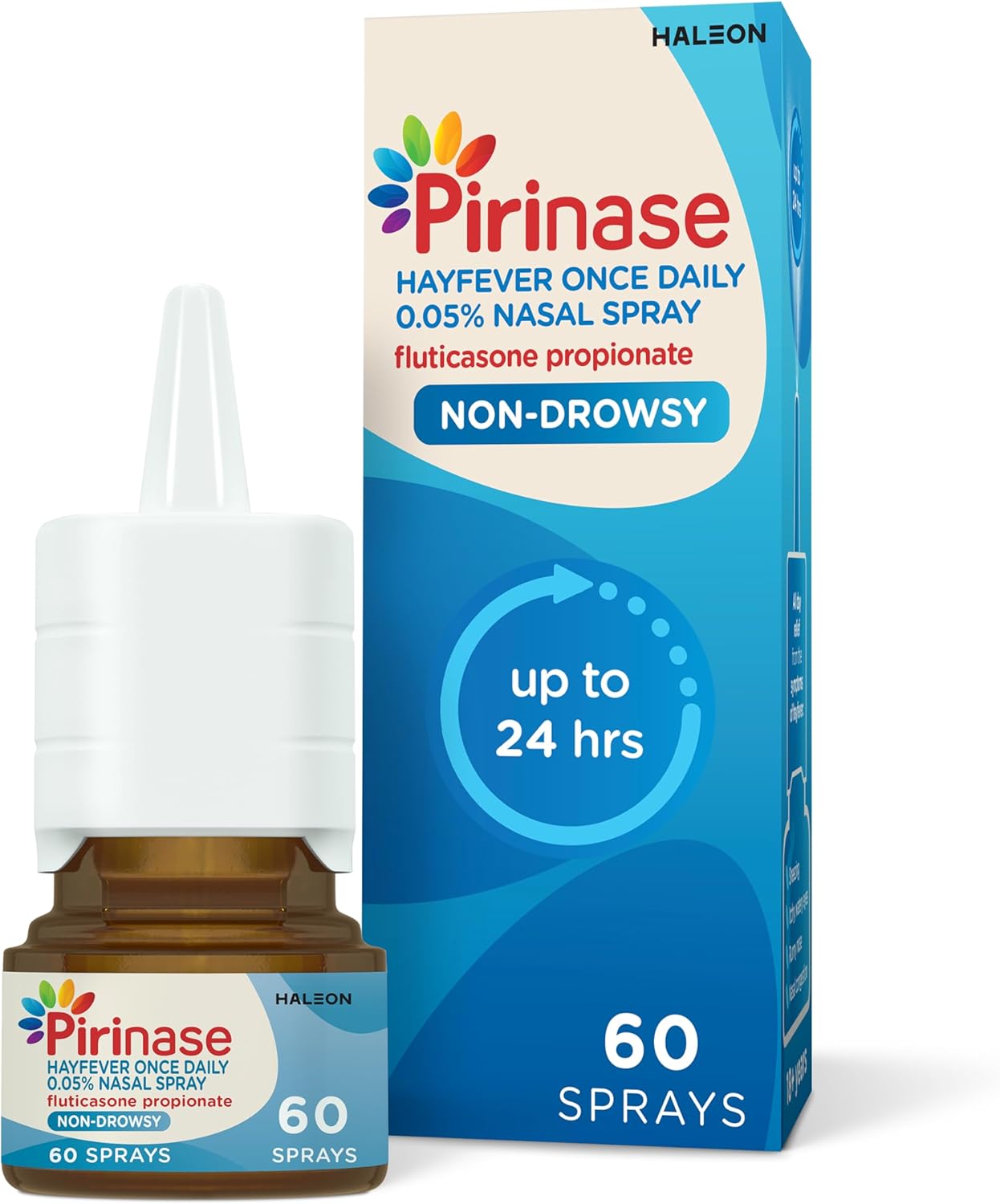 Pirinase Nasal Spray, Hayfever Relief for Adults, Once a Day Dose for Blocked Nose Relief, 60 Sprays