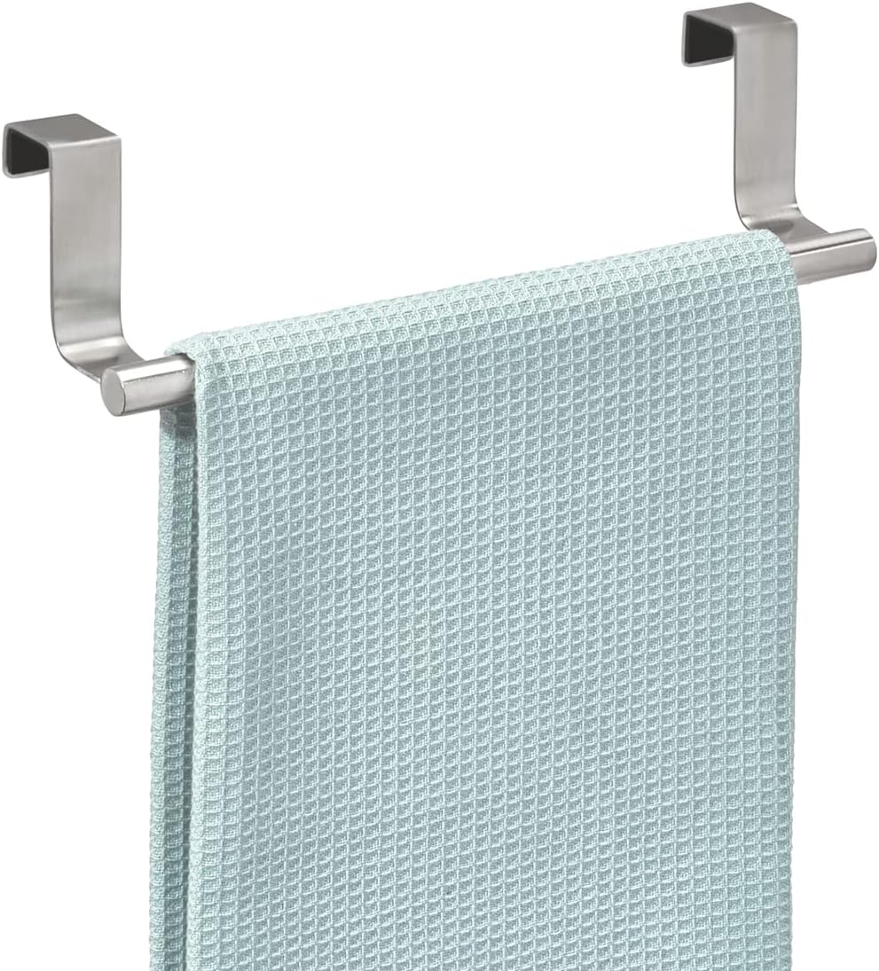 iDesign Forma Metal Over The Cabinet Bar, Hand Towel and Washcloth Rack for Bathroom and Kitchen, 9.25" x 2.5" x 2.5", Brushed