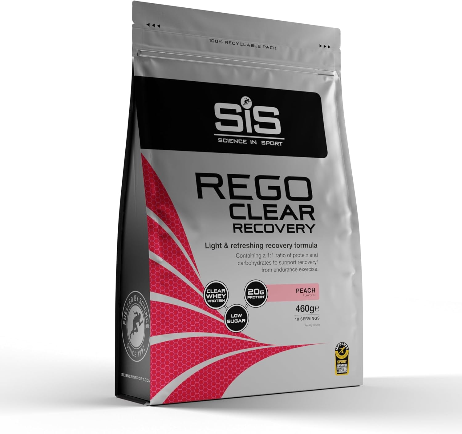 Science in Sport Rego Clear Recovery | Clear Whey Protein Shake for Muscle Recovery | 20g Protein per Serving, Peach Flavour, 460g