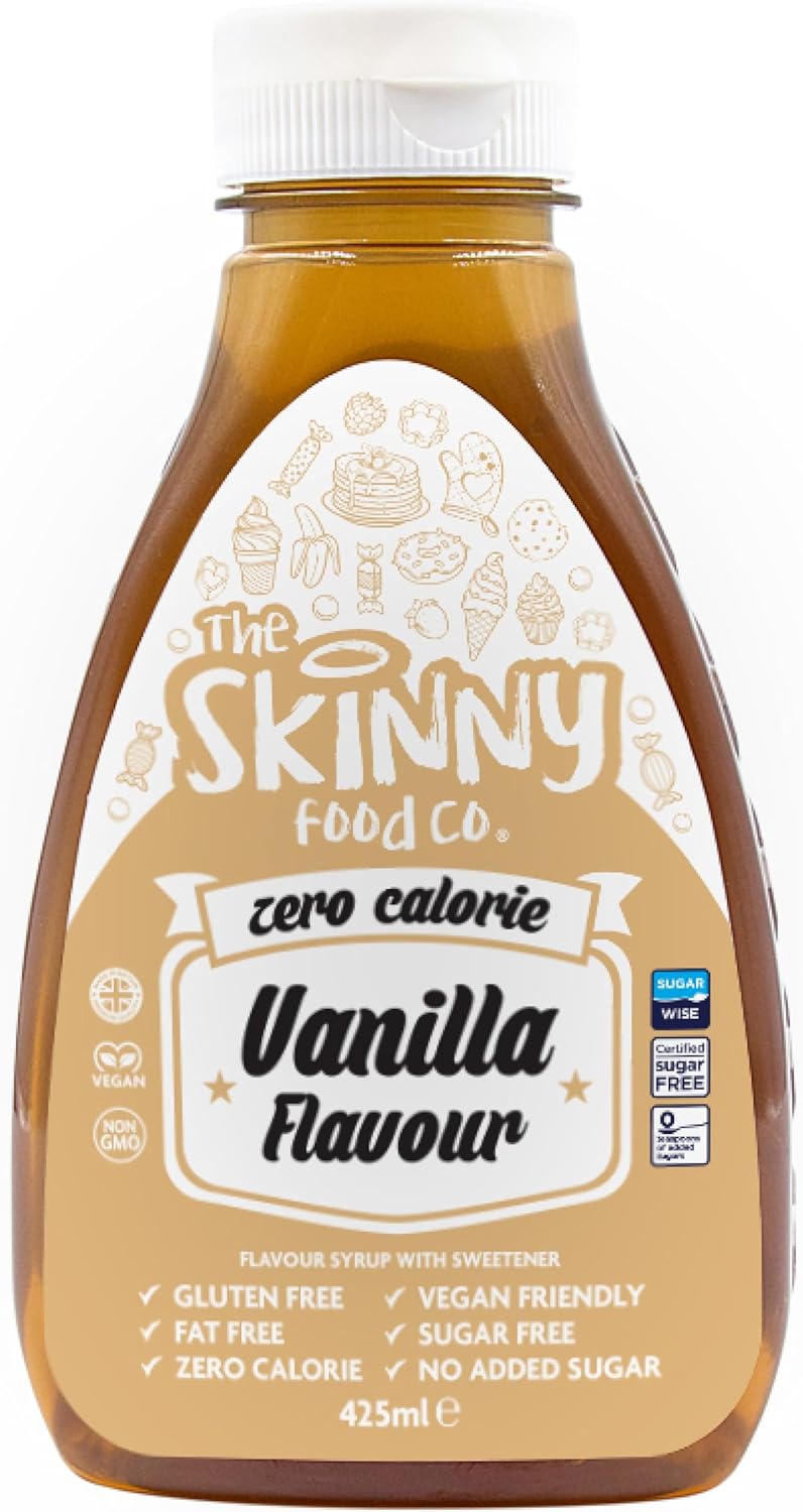 Skinny Food Co Vanilla Syrup 425ml - Sugar Free Zero Calorie Syrup For Breakfast, Coffee, Pancake, Snacks, Cocktails, Drinks & Desserts - Vegan, Gluten-free, Keto & Paleo Friendly Skinny Syrups