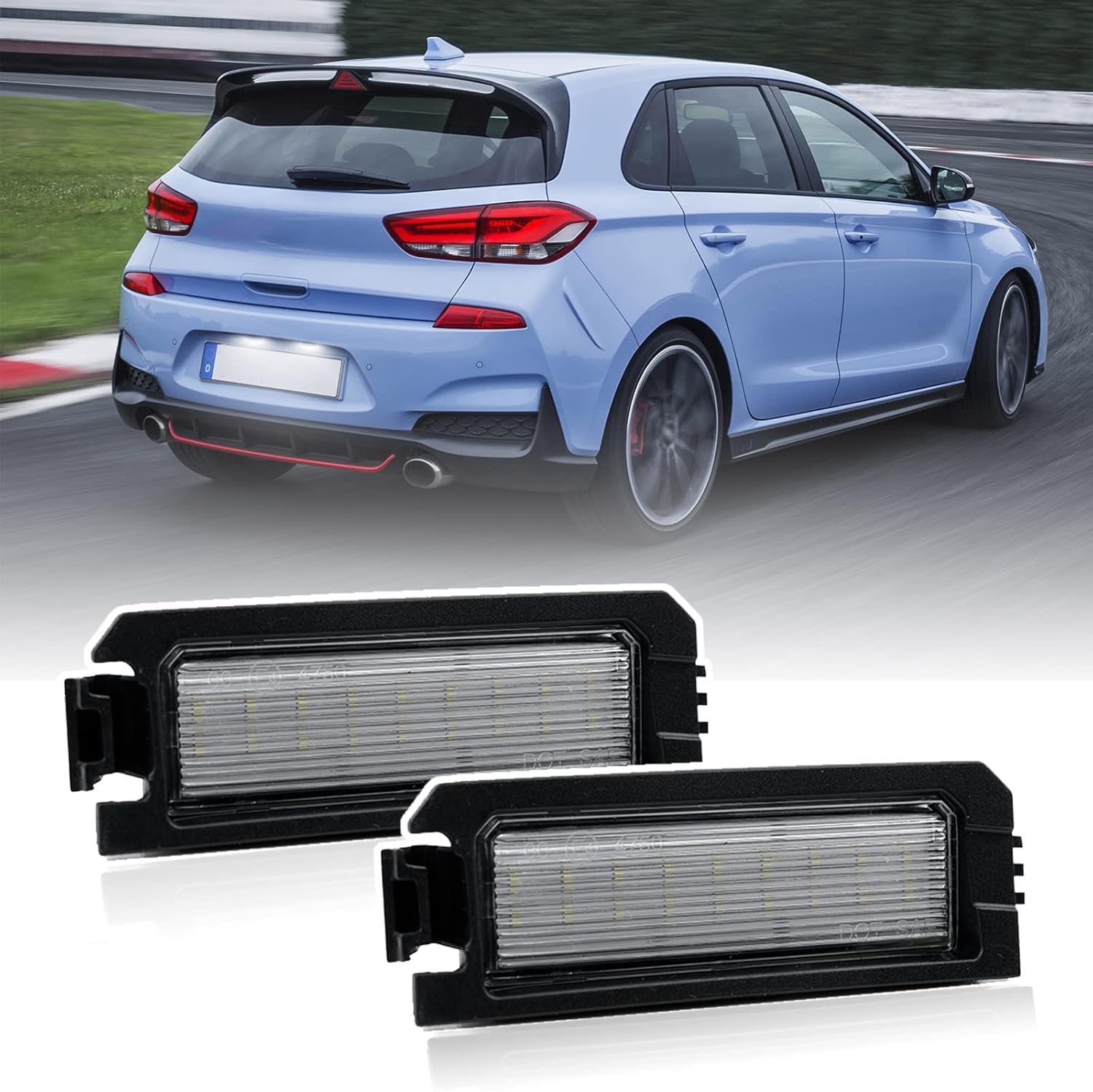 njssjd LED License Plate Light Compatible with H.yundai i30 i30N PD PDE 2017-, H.yundai i30 Fastback N PD 2018-, Kia Rio 2018- Xenon White Number Plate Light Tag Lamp