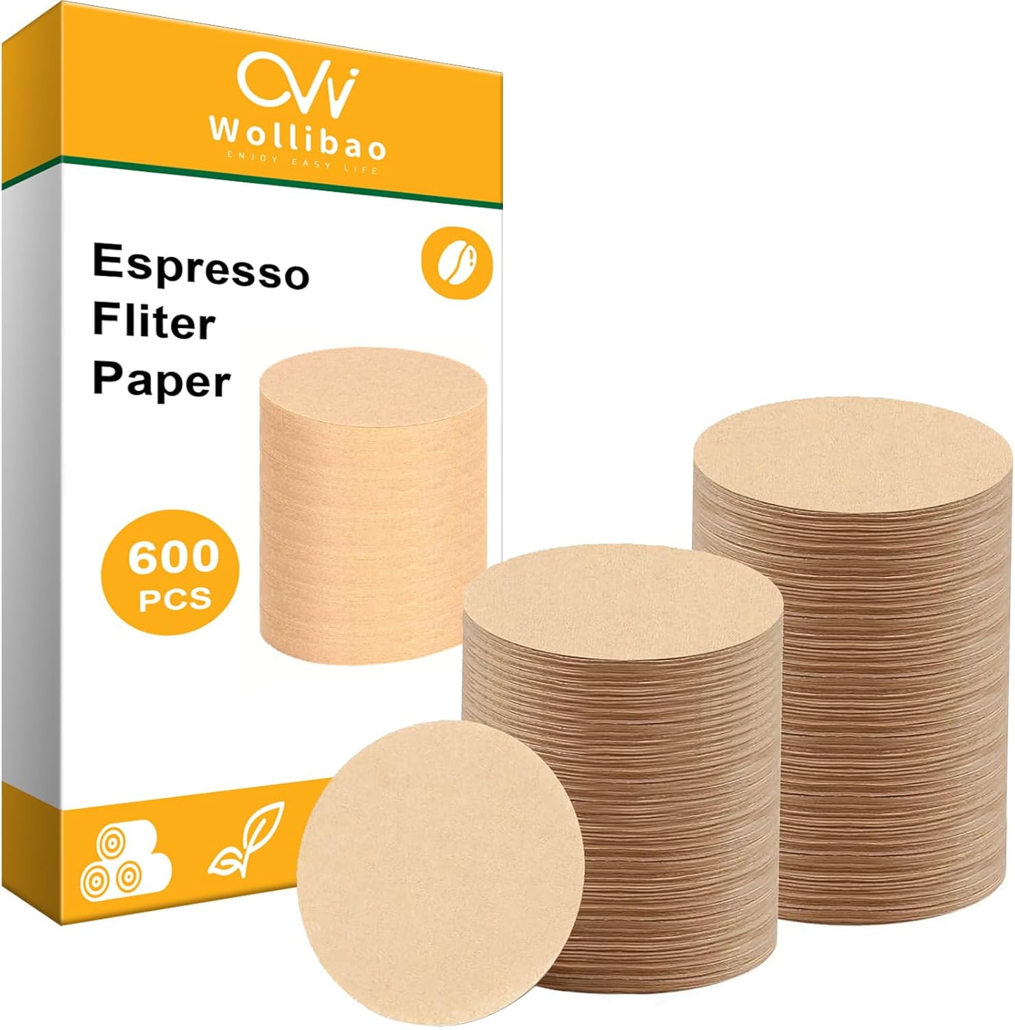 600pcs Espresso Filter Paper for CASABREWS Espresso Machine, Portafilter Filter Disposable Puck Screen for De'Longhi Stilosa Manual 51mm Portafilter Filter Basket, 51mm