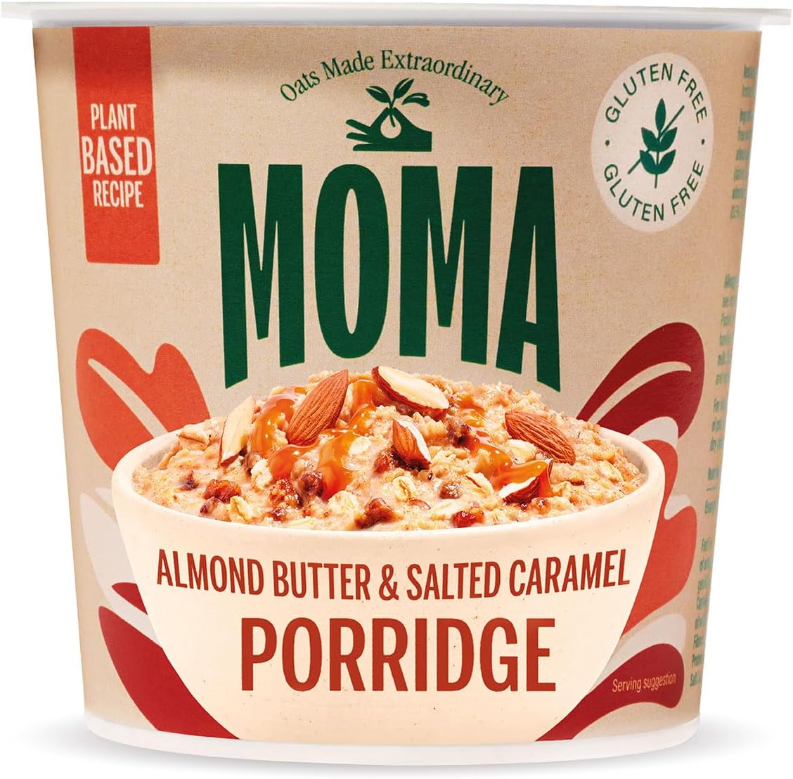 MOMA Instant Porridge Pots ALMOND BUTTER & SALTED CARAMEL - 55g Pot - Breakfast Jumbo Oat - Free-From Dairy & Gluten - Vegan, High in Fibre, Source of Protein, Rich in Vitamin B6 - Made in UK