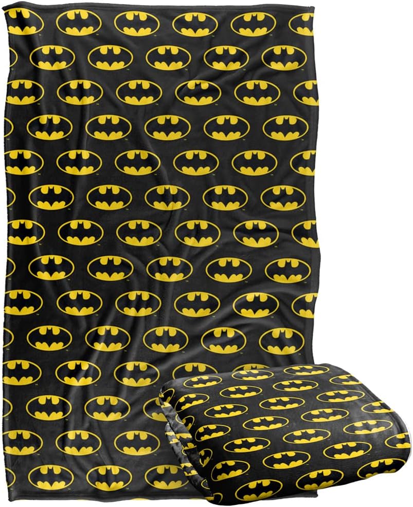 Batman Classic Bat Shield Logo Pattern Silky Touch Super Soft Throw Blanket 36" x 58",Classic Bat Shield Logo Pattern