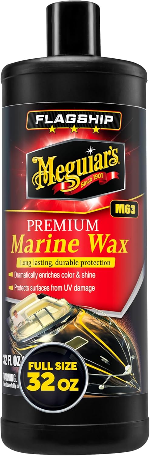 Meguiar's M6332 Flagship Premium Marine Wax, Easy to Use Boat Polish and Wax, Remove Scratches, Swirls, and Oxidation While Leaving Lasting Protection, 32 Oz Bottle