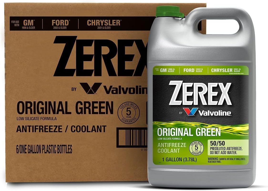 Zerex Original Green Low Silicate 50/50 Prediluted Ready-to-Use Antifreeze/Coolant 1 GA, Case of 6