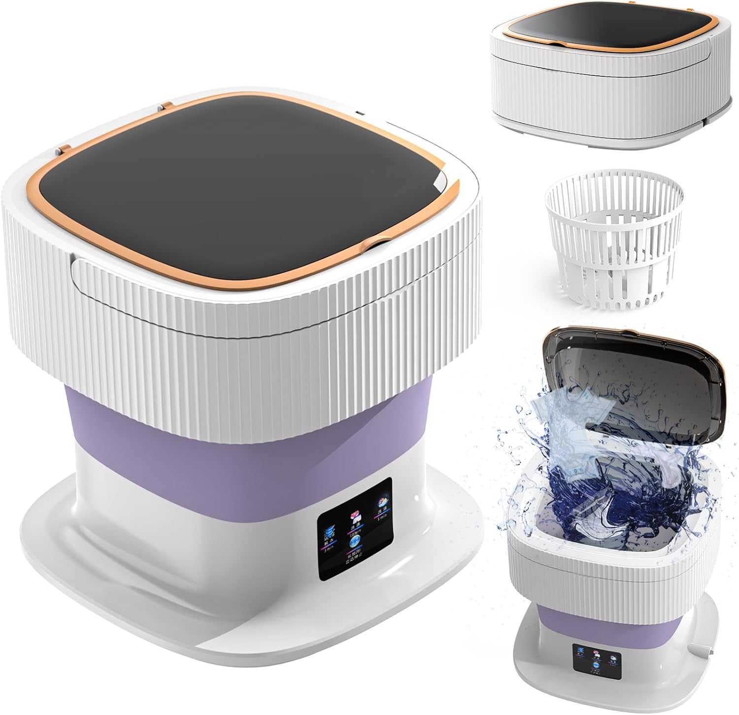 Portable Washing Machine,Upgraded 11.5L Large Capacity Mini Washing Machine,Mini Washer for Underwear,Socks,Travel Small Washing Machine for Camping,Travel Laundry,Apartment,RV (White)