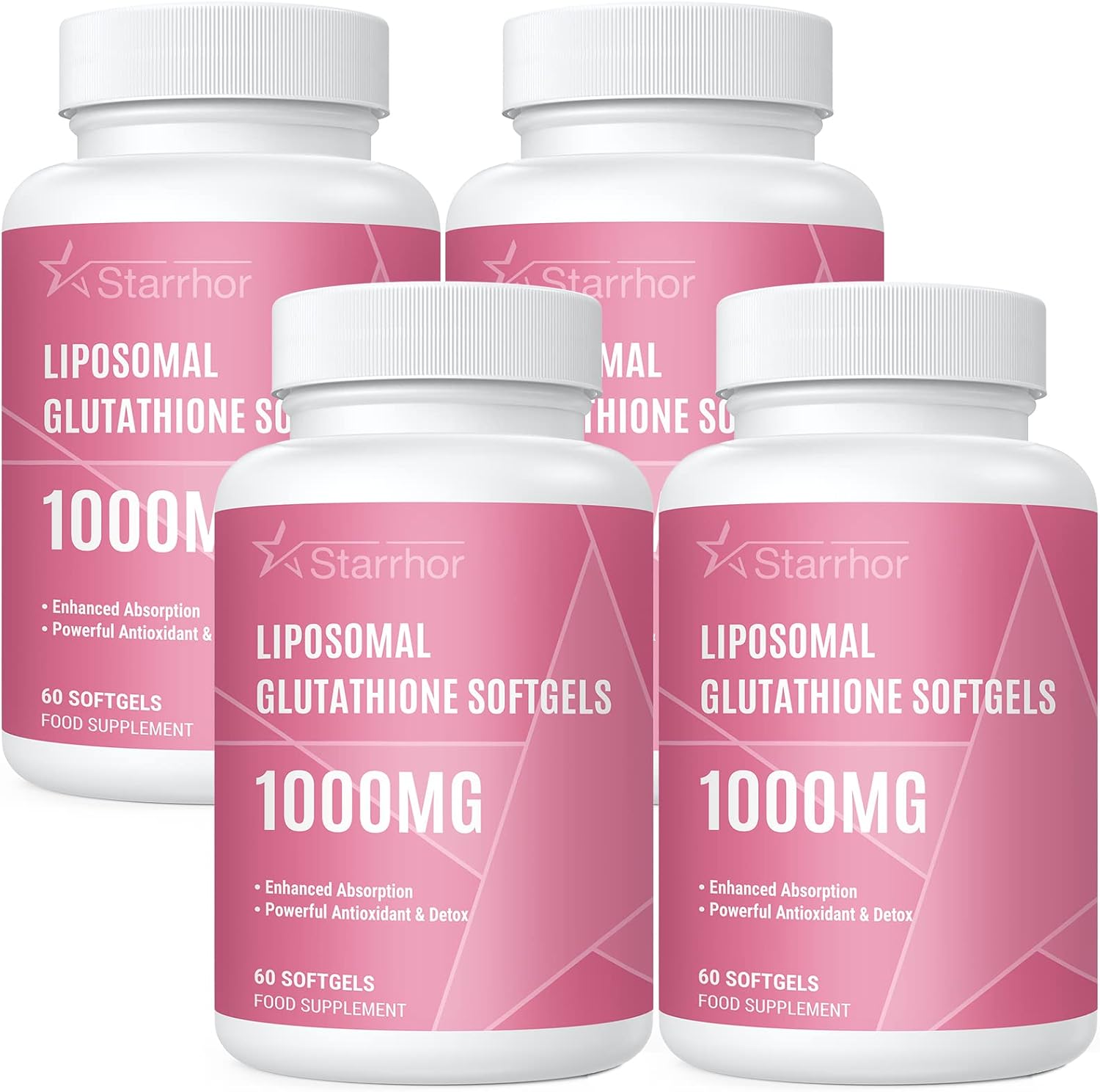 Liposomal Glutathione 1000mg, Reduced Glutathione with Vitamin C & Hyaluronic Acid, 240 Softgels