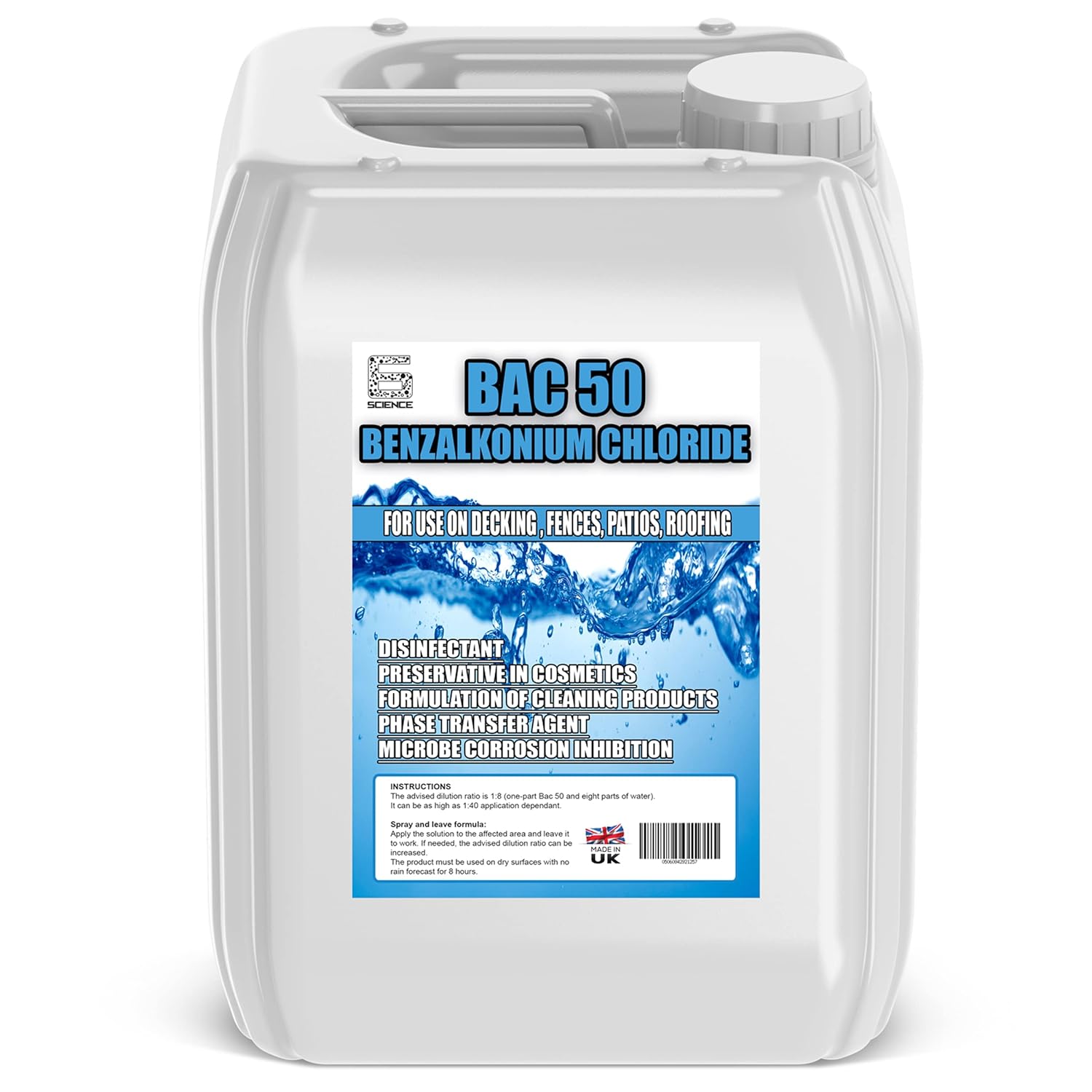 BAC50 Benzalkonium Chloride Bactericide, Fungicide, Algaecide Various 1 litre