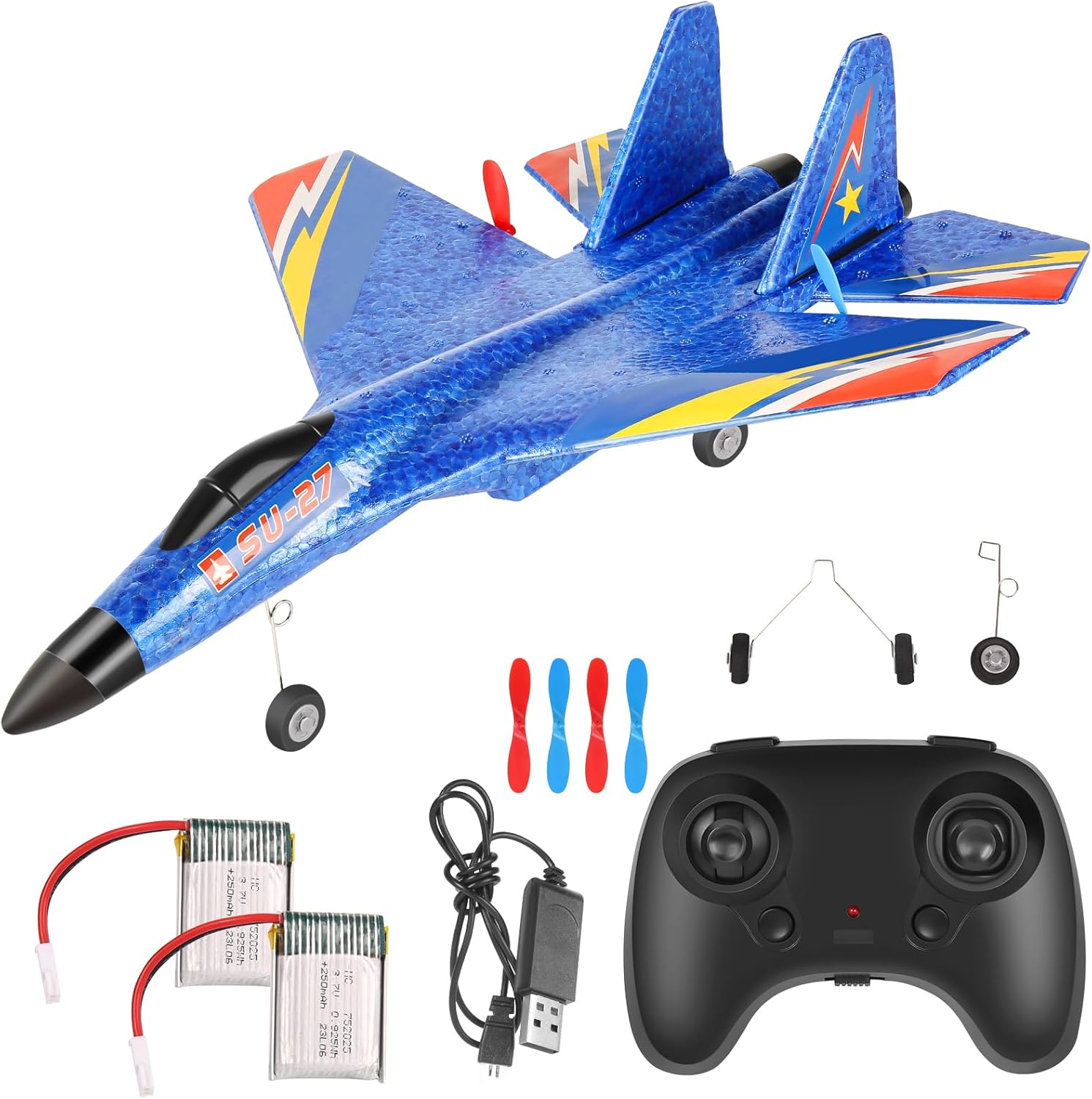 Liamostee RC Airplane, Remote Control 2CH 2.4Ghz F22 Fighter Jet Toy, Foam RC Plane with Lights, 6-Axis Gyroscope, For Kids (3+), Unisex